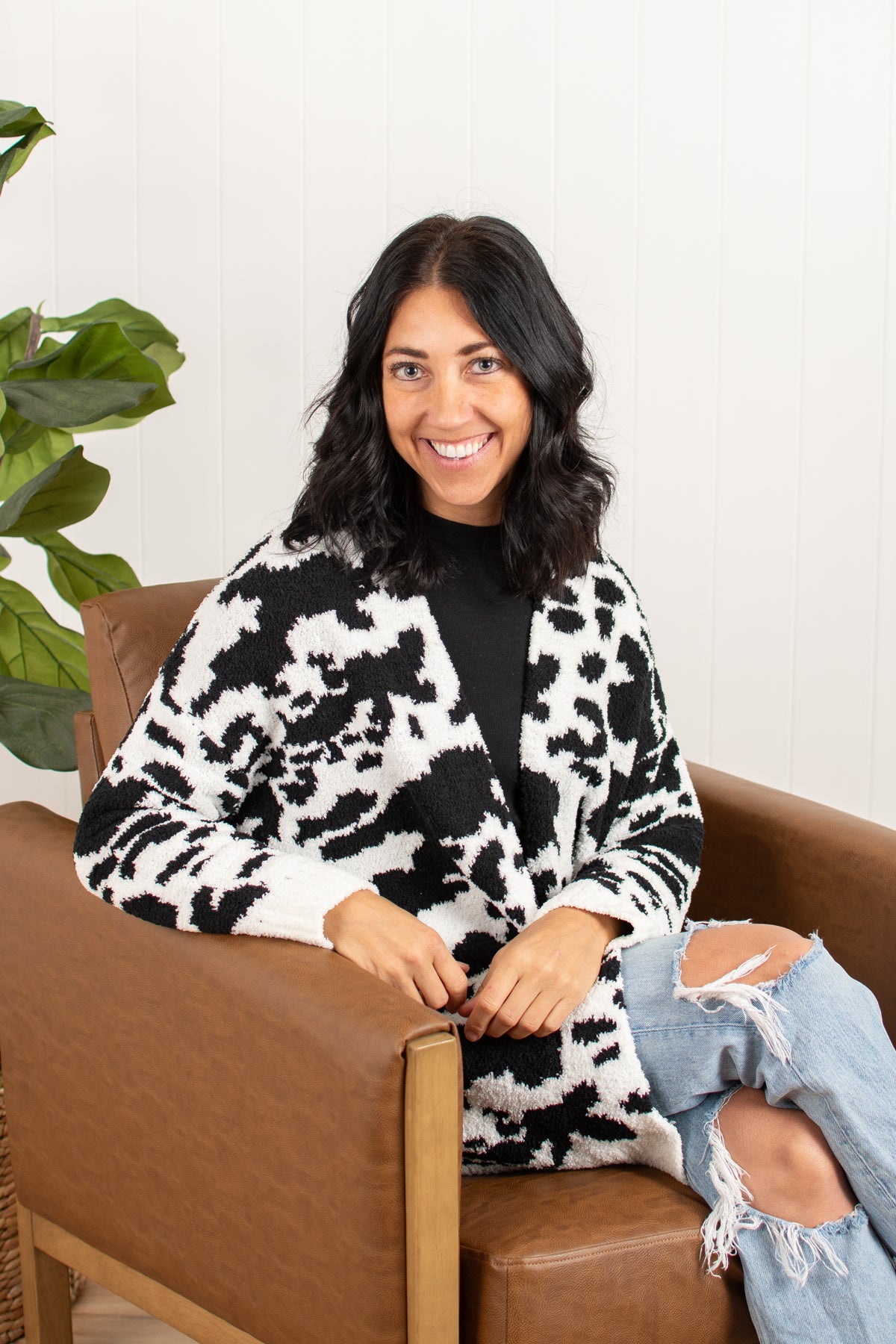 Black Cow Print Luxe Cardigan – American Farm Company