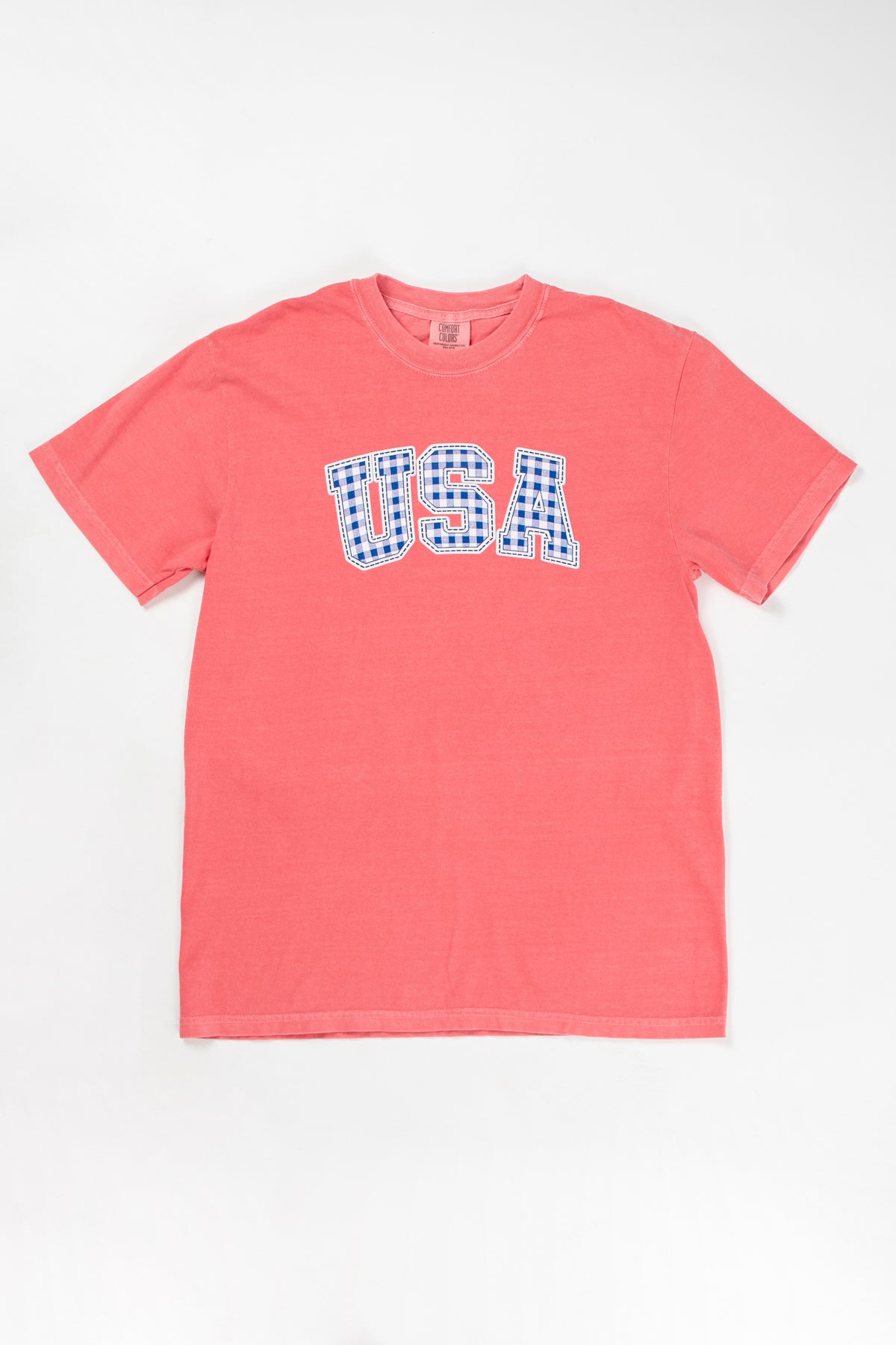 Blue Gingham 'USA' Red Tee