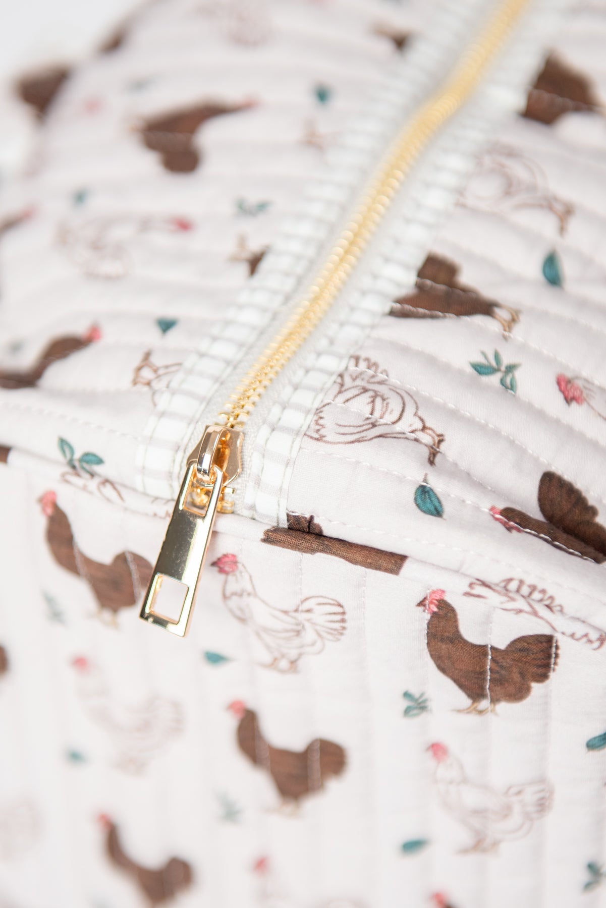Brown Chicken Quilted Duffle Bag