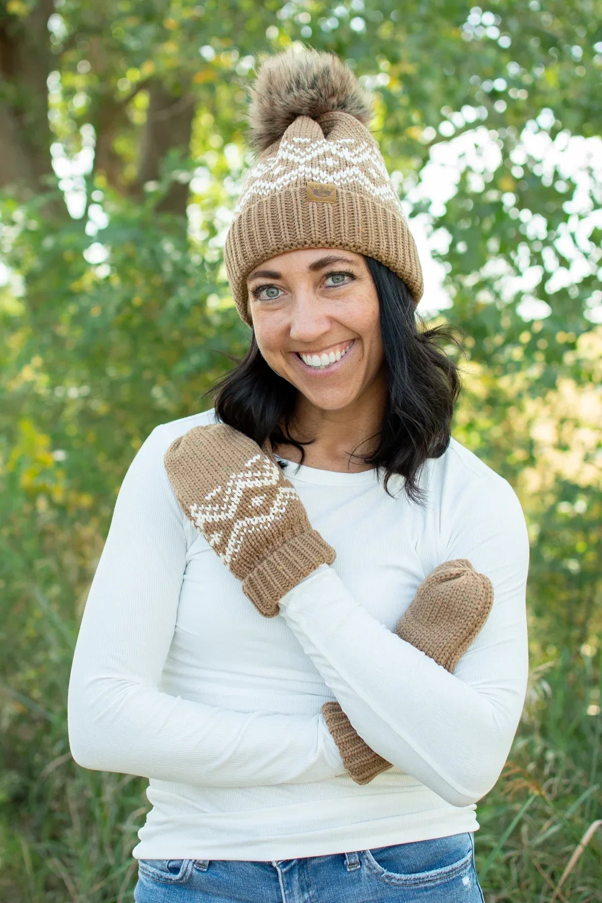 Brown & Speckled Patterned Mittens