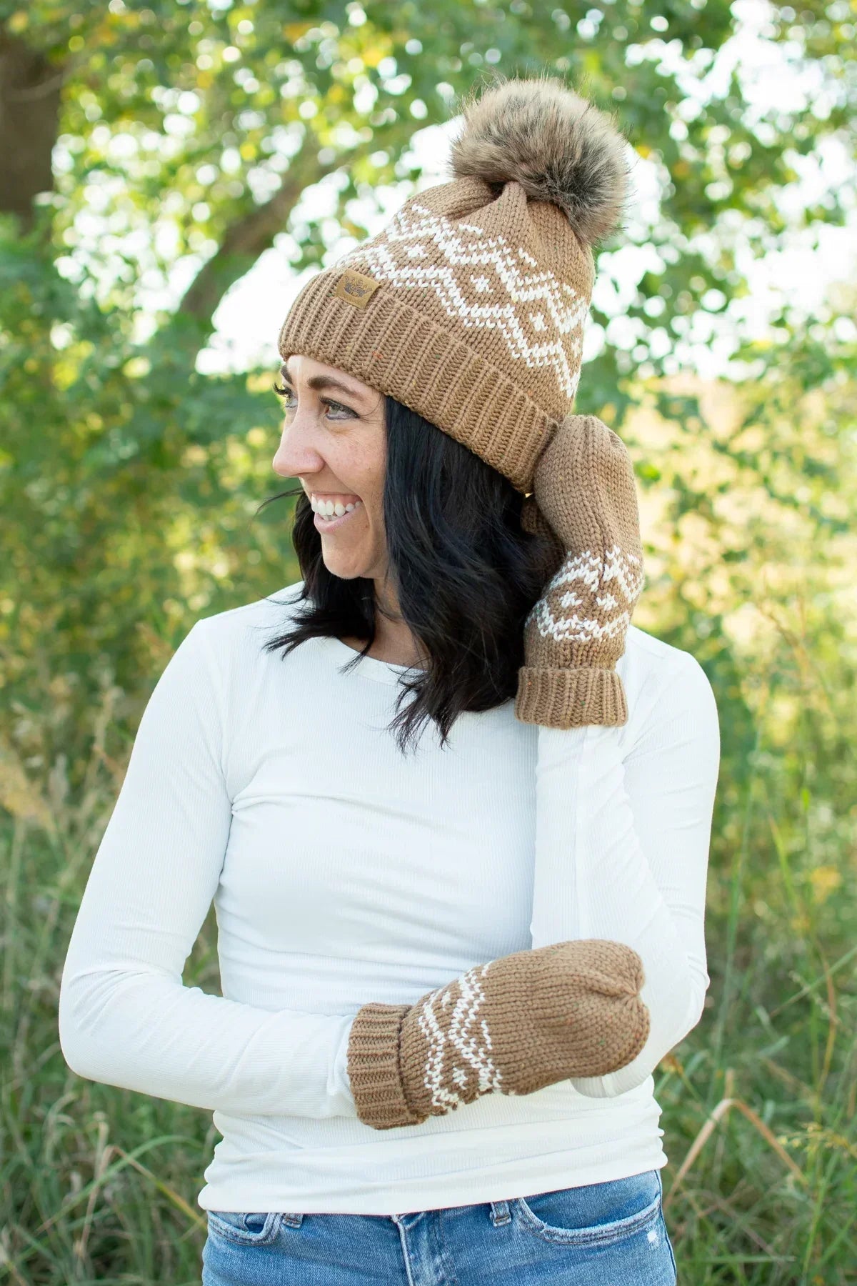 Brown & Speckled Patterned Mittens