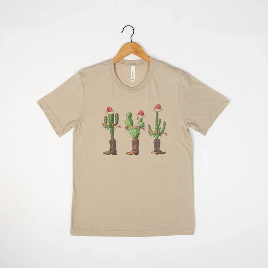 Cactus Christmas Tan Tee - American Farm Company