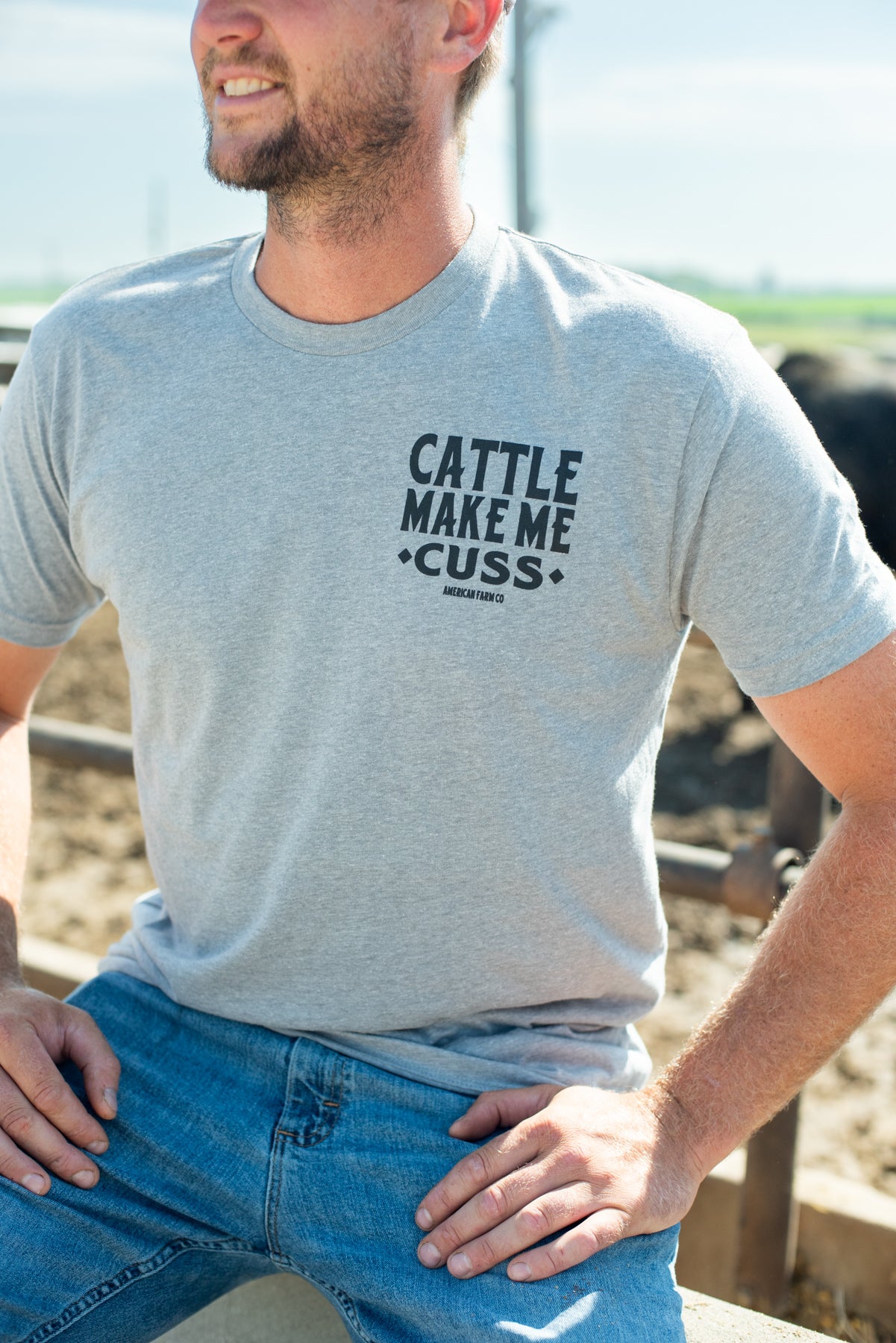 'Cattle Make Me Cuss' Grey Tee