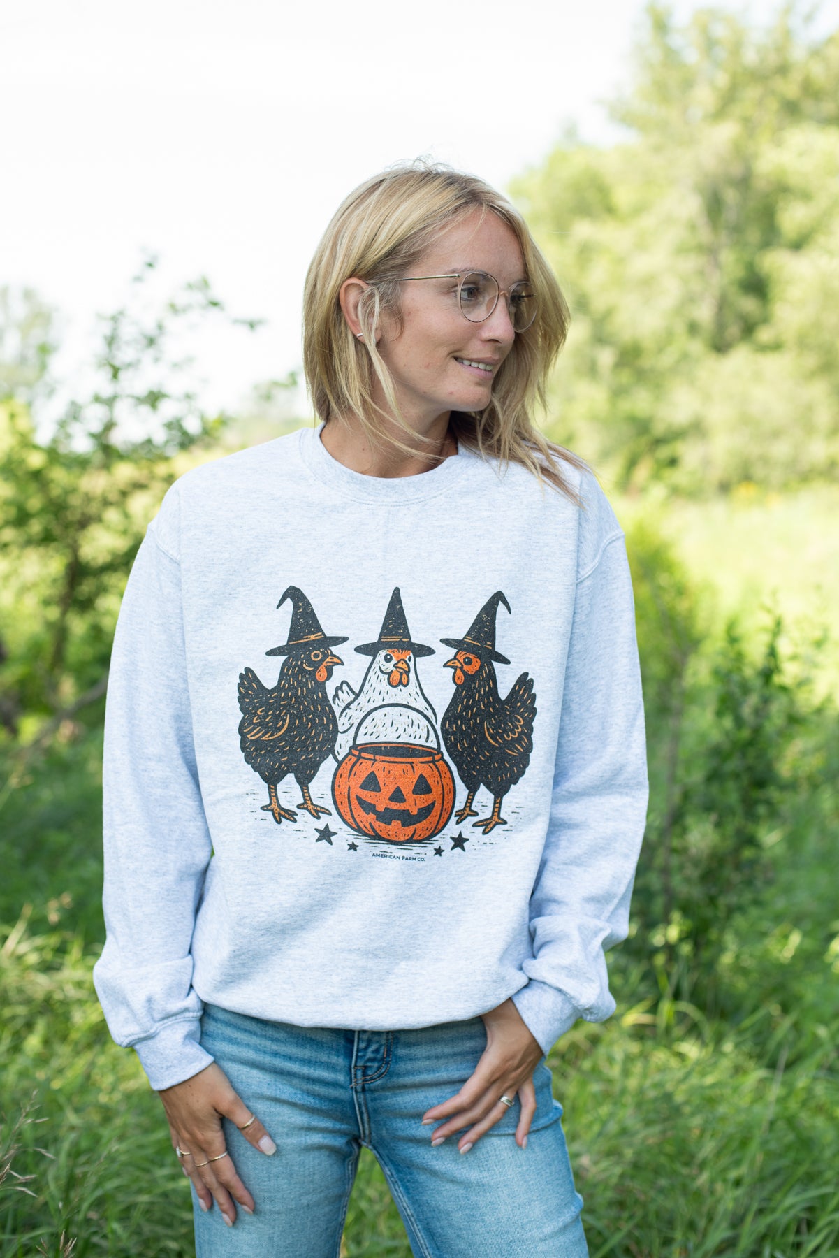Chicken Witches Halloween Crewneck
