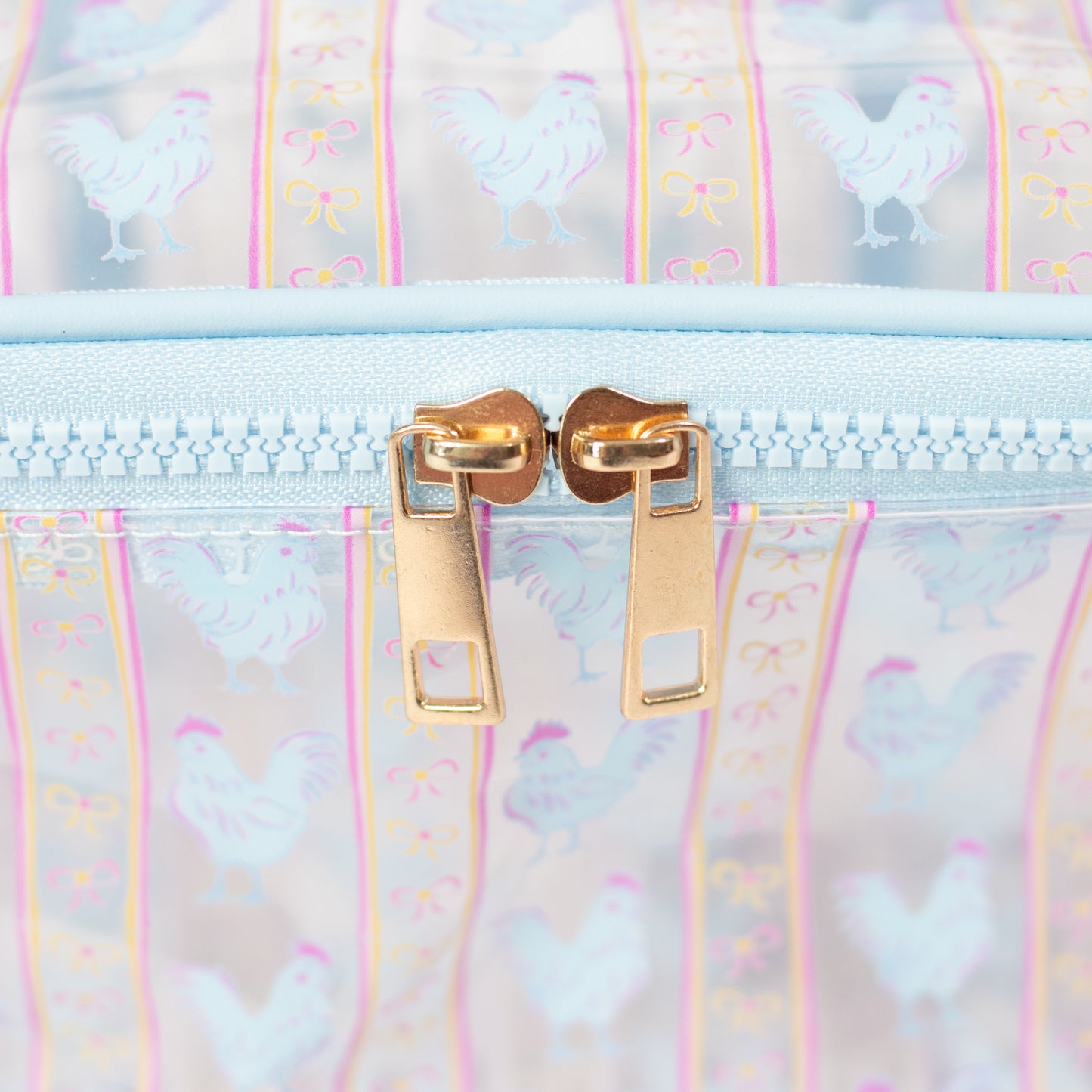 Chickens & Bows Clear Cosmetic Bag - Big