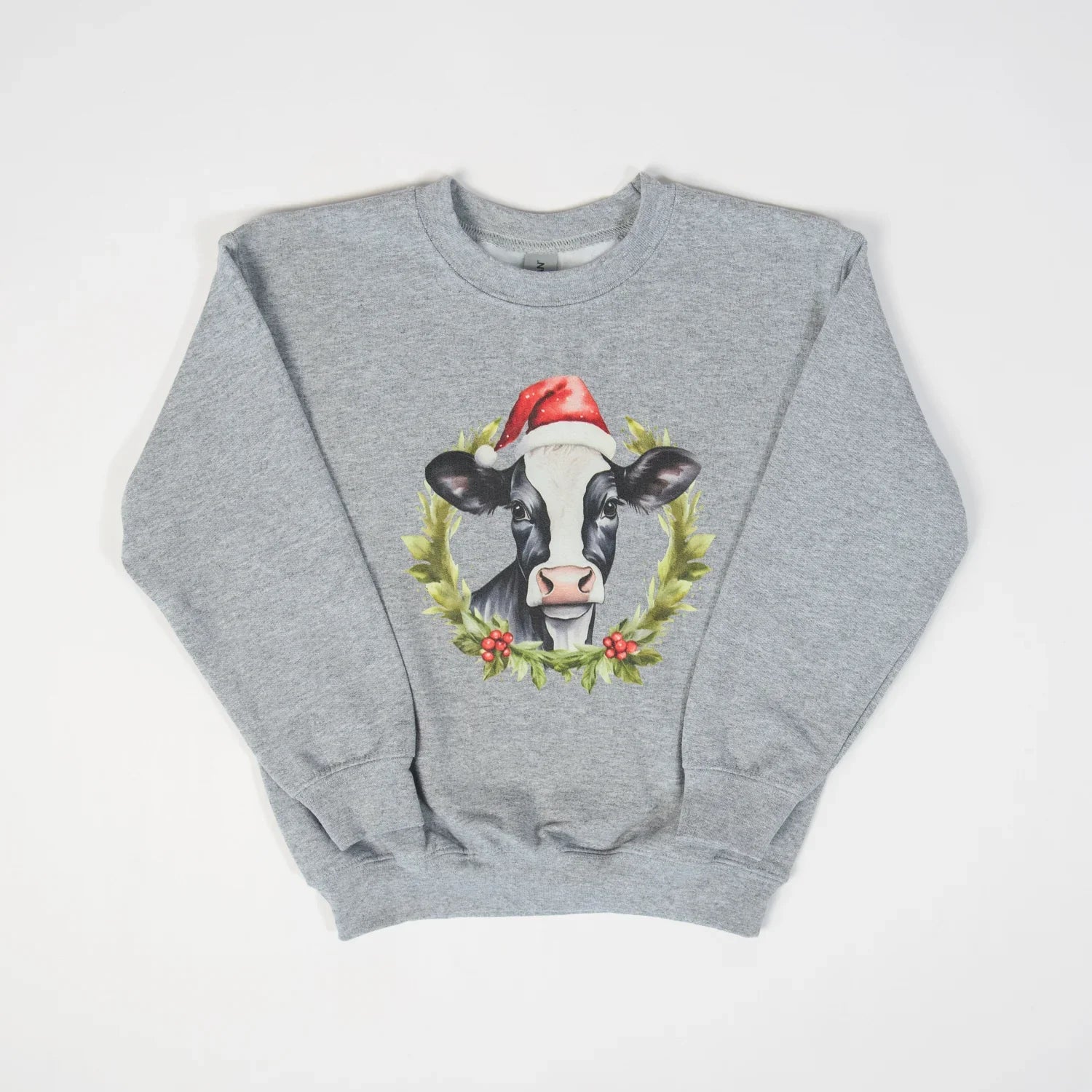 Christmas Cow Youth Grey Crewneck - American Farm Company