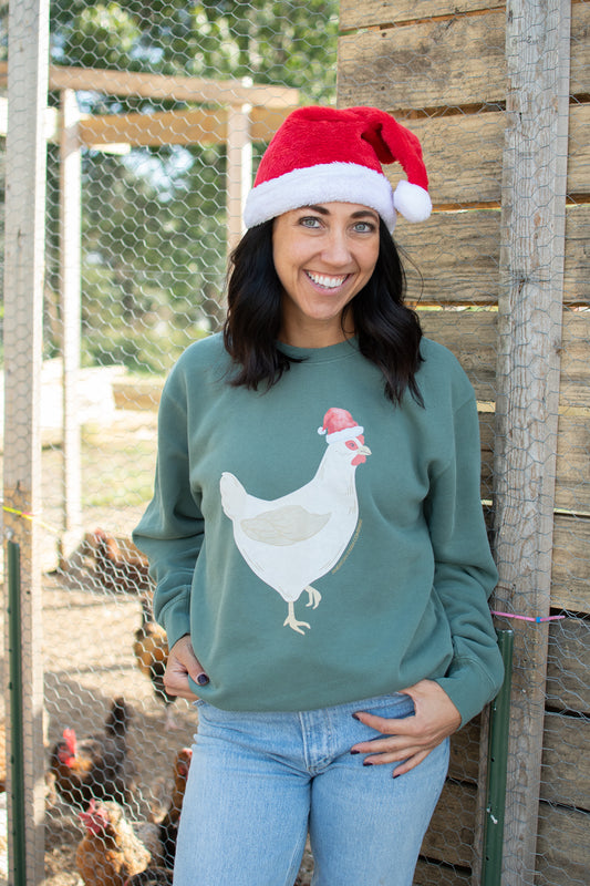 Christmas Chicken Green Crewneck