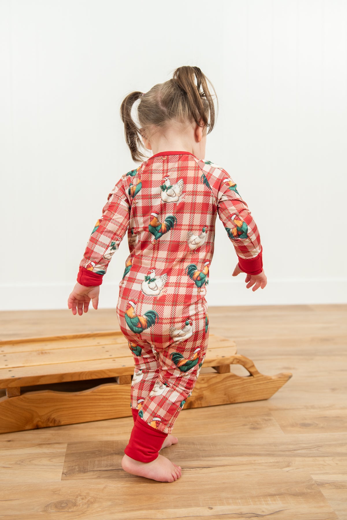 Christmas Chickens Plaid Baby Zippy *PREORDER*