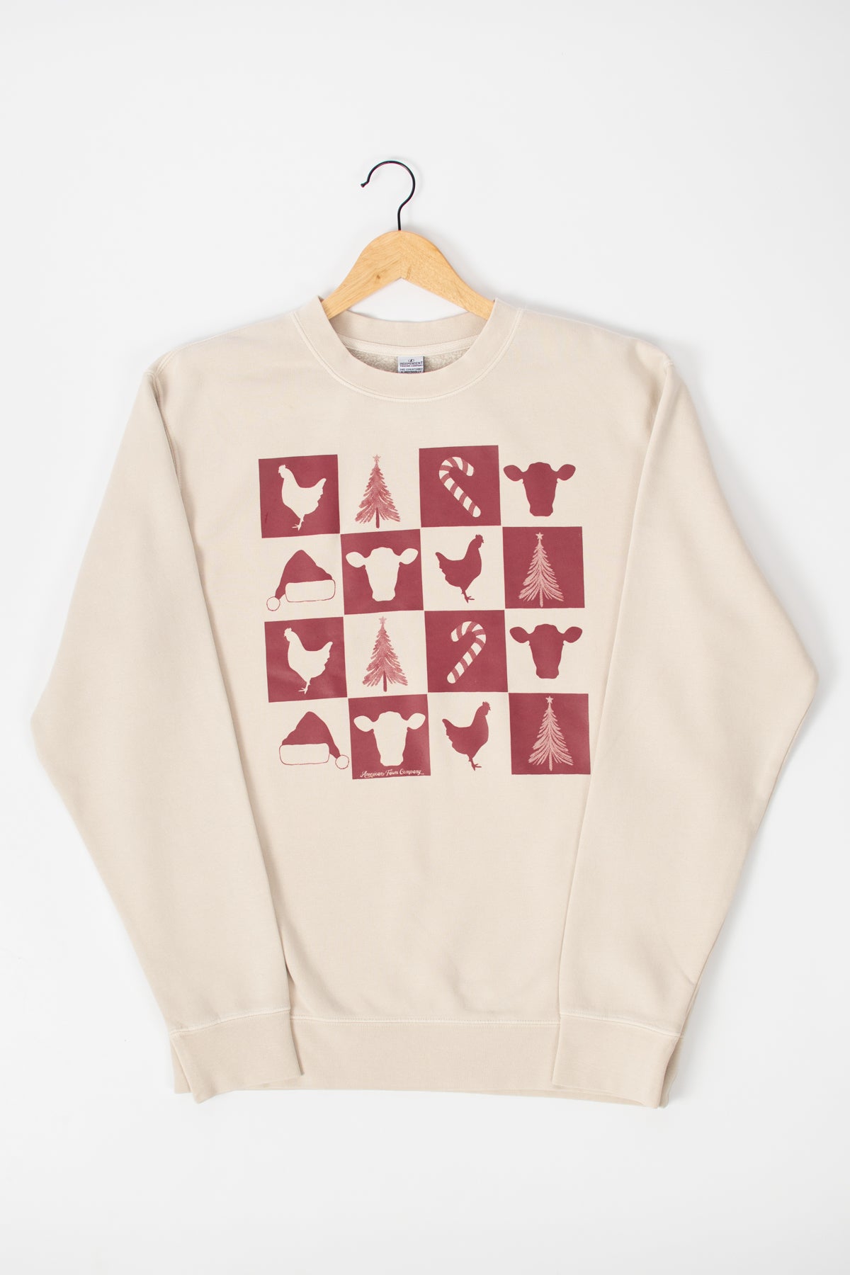 Christmas Farm Checkers Ivory Crewneck