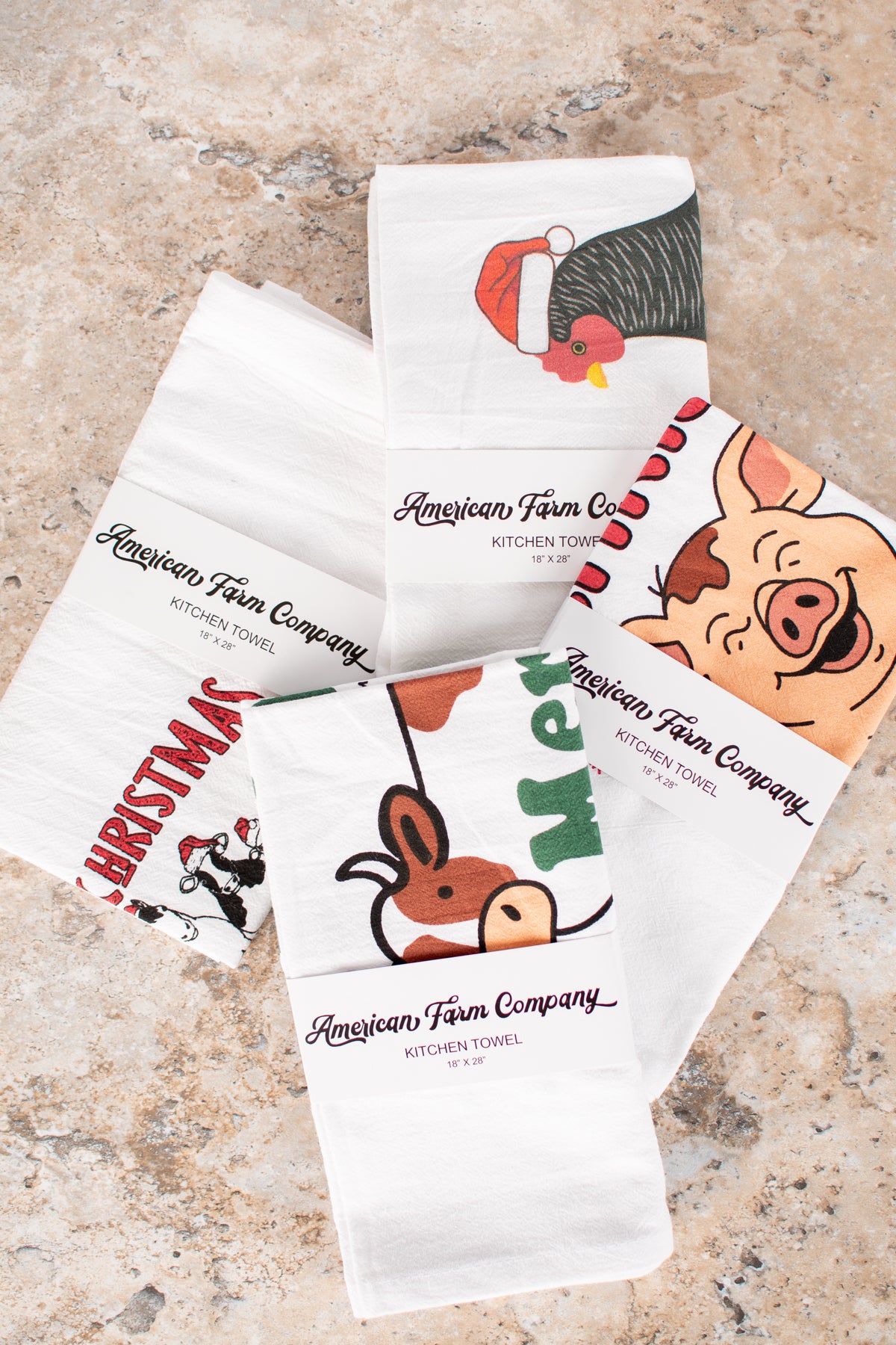Green 'Merry Christmas Ya Filthy Animals' Cow Flour Sack Kitchen Towel