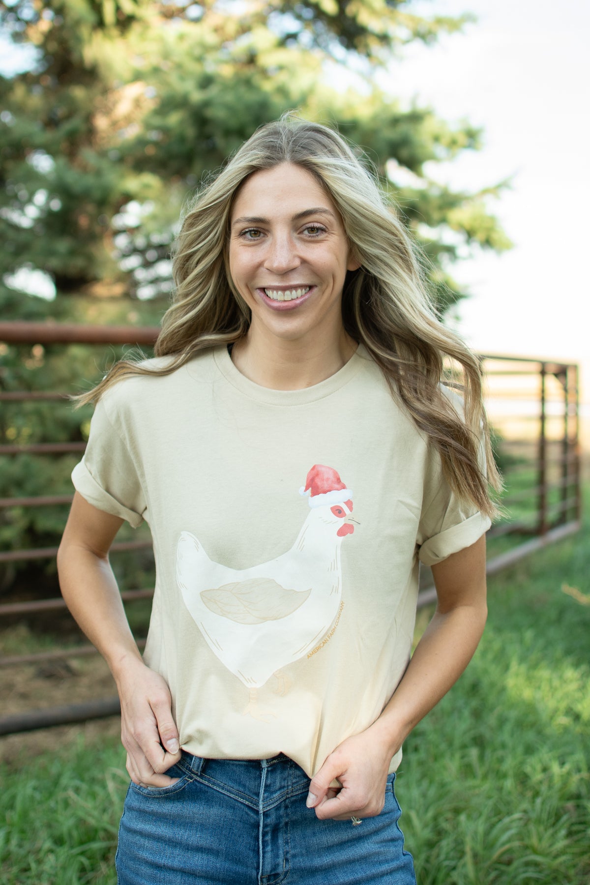 Christmas Chicken Tan Tee
