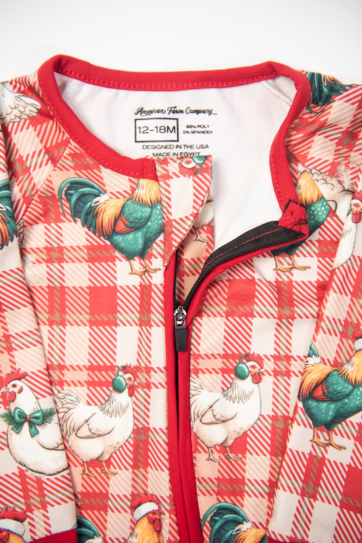 Christmas Chickens Plaid Baby Zippy *PREORDER*