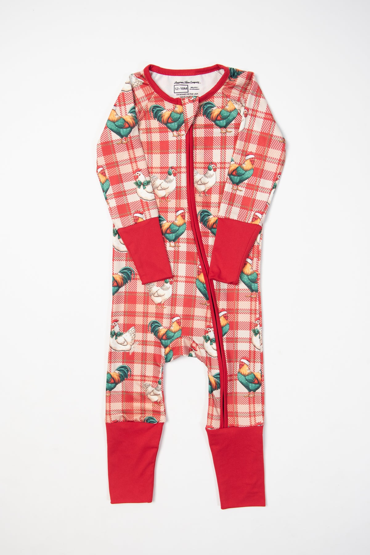 Christmas Chickens Plaid Baby Zippy *PREORDER*