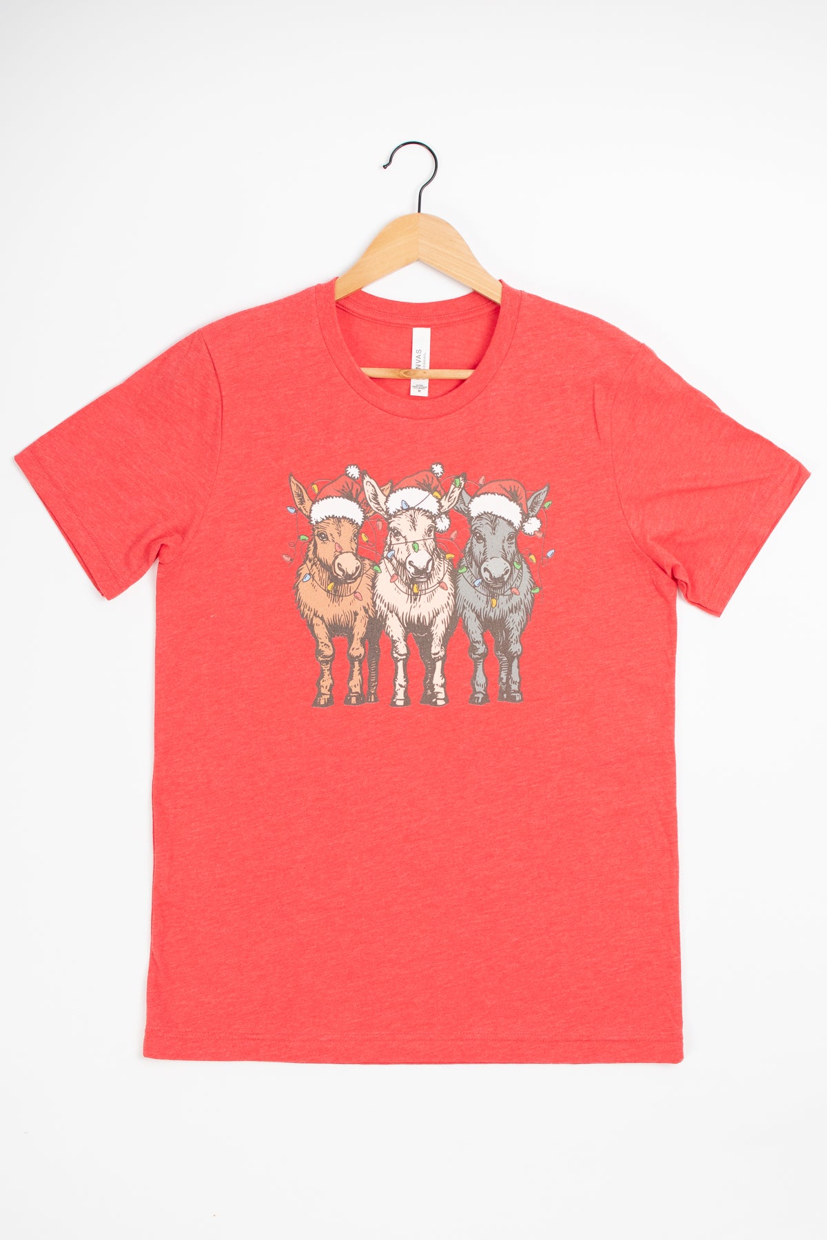 Christmas Donkeys with Lights Red Tee