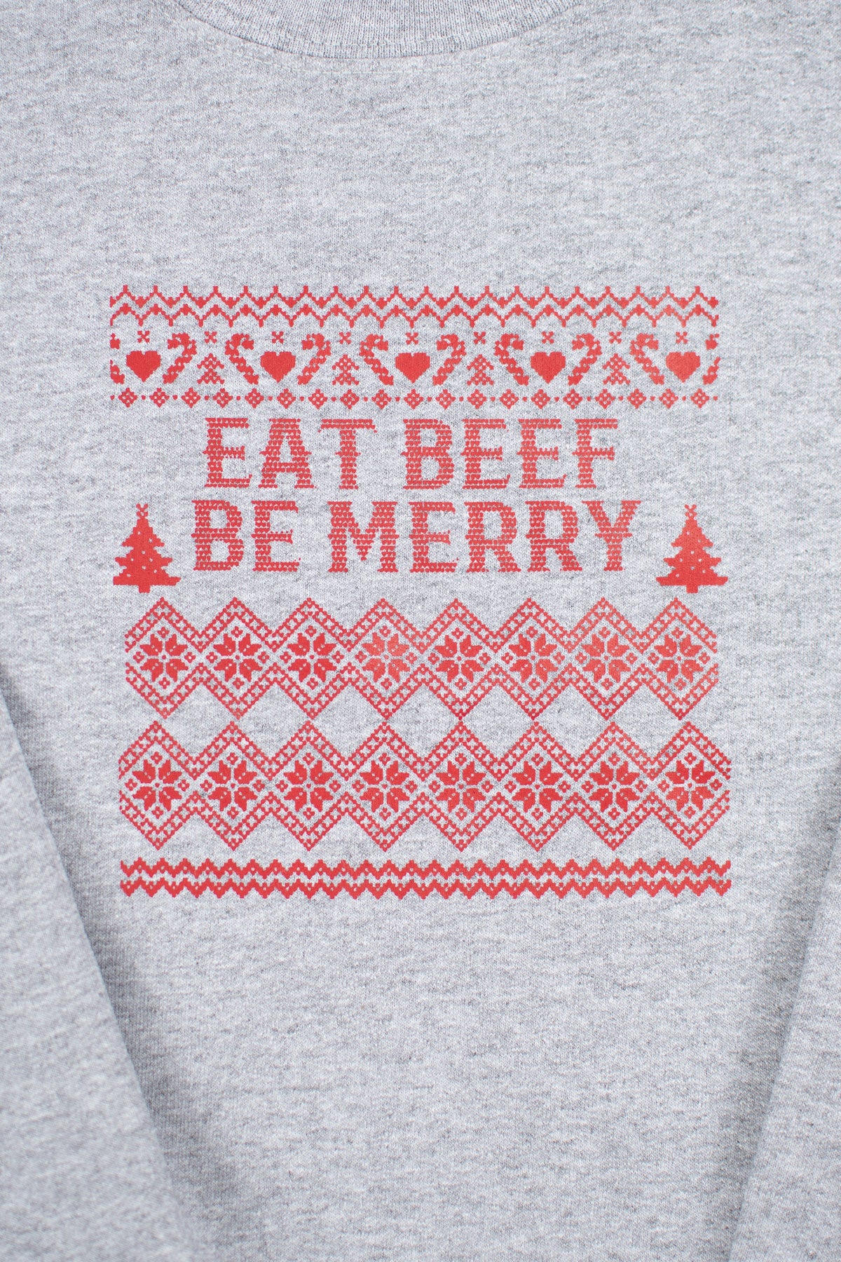 Christmas 'Eat Beef Be Merry' Toddler/Youth Grey Crewneck