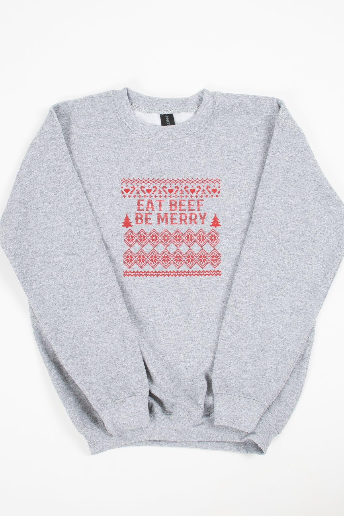 Christmas 'Eat Beef Be Merry' Toddler/Youth Grey Crewneck