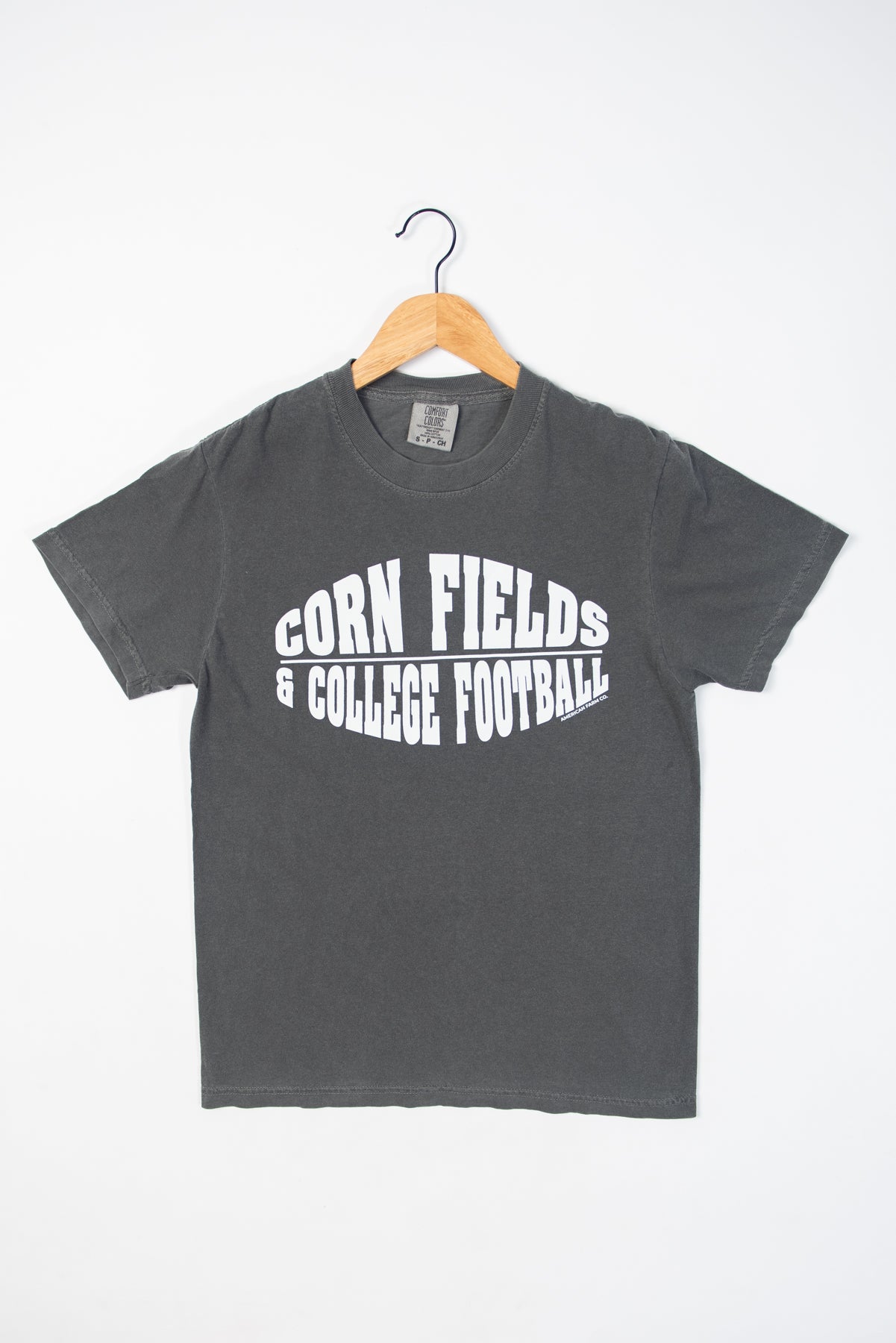 'Corn Fields & College Football' Charcoal Tee