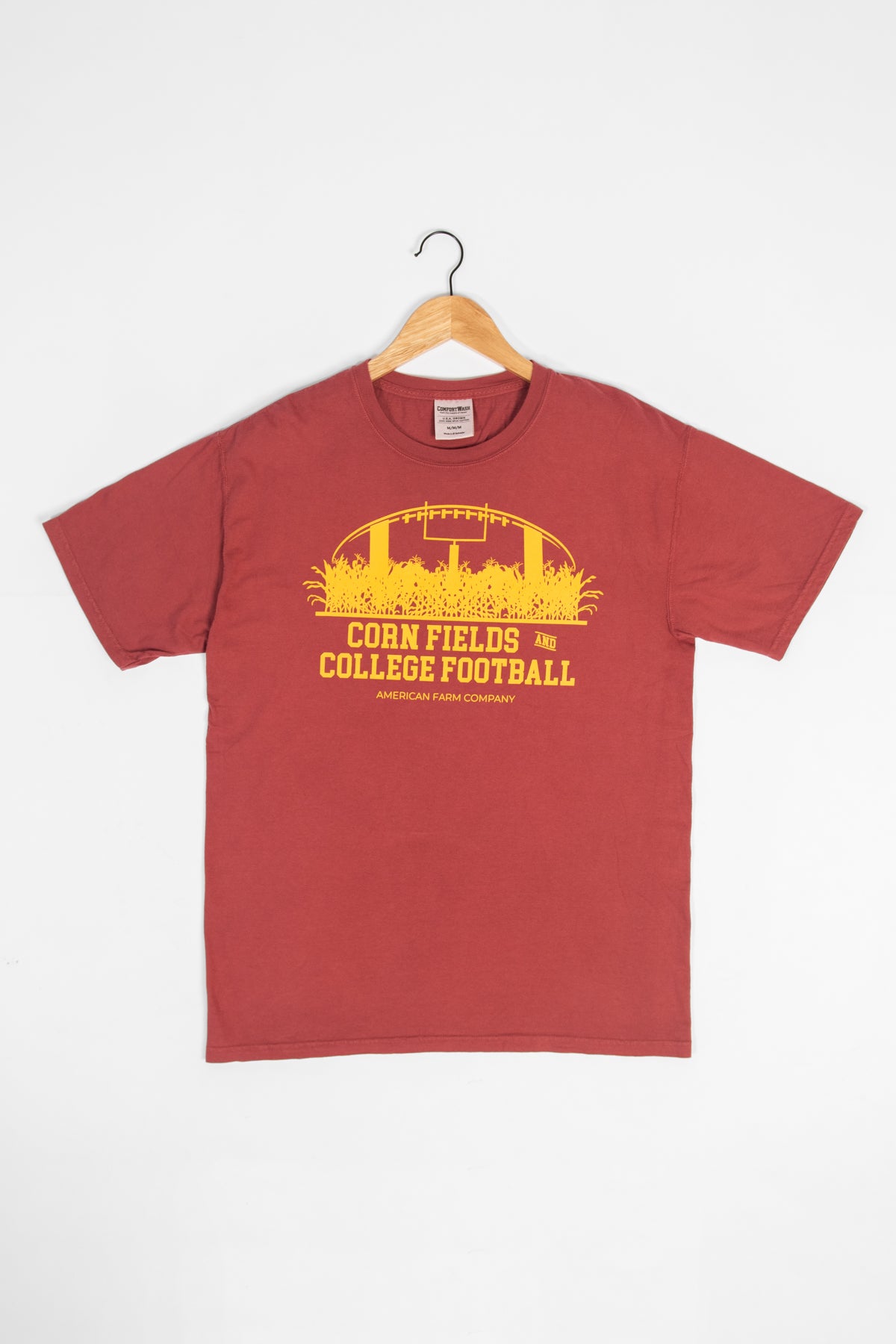 Cornfields And College Football Washed Red Tee