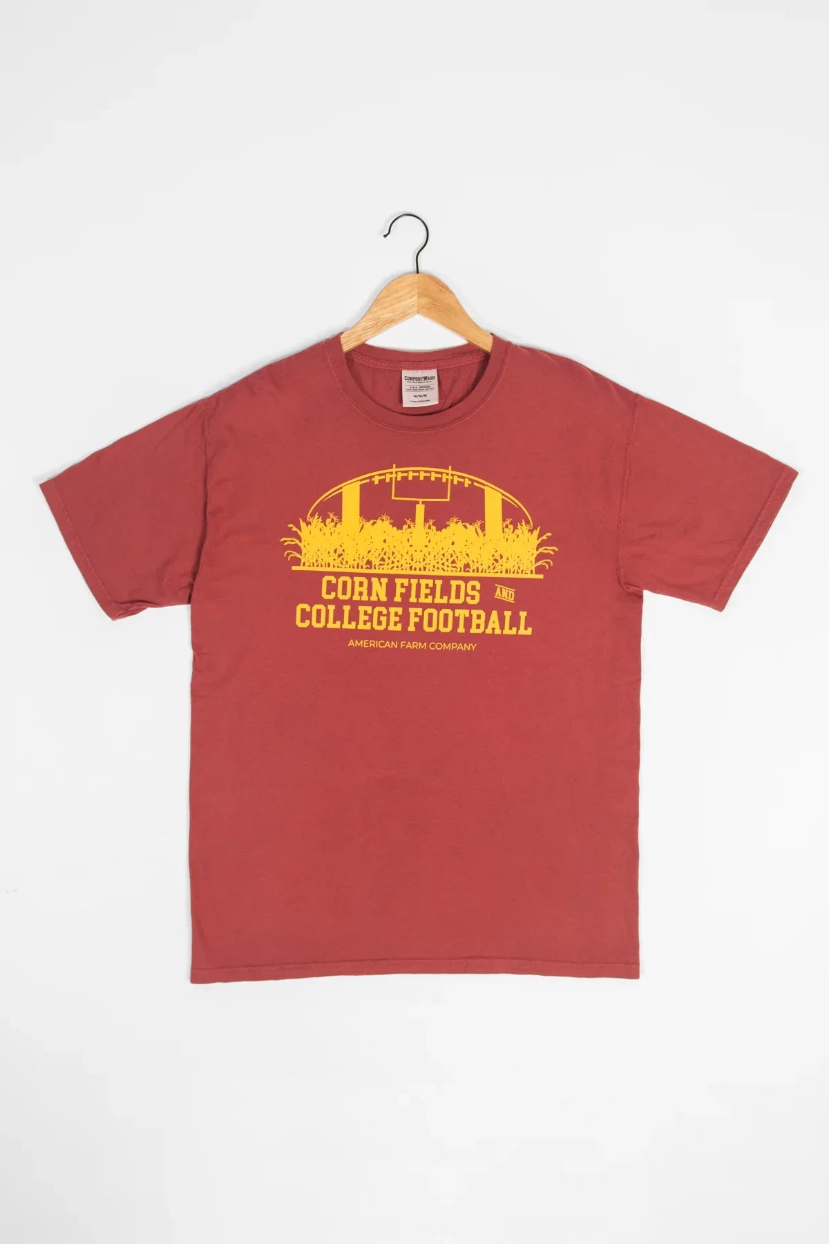 Cornfields And College Football Washed Red Tee