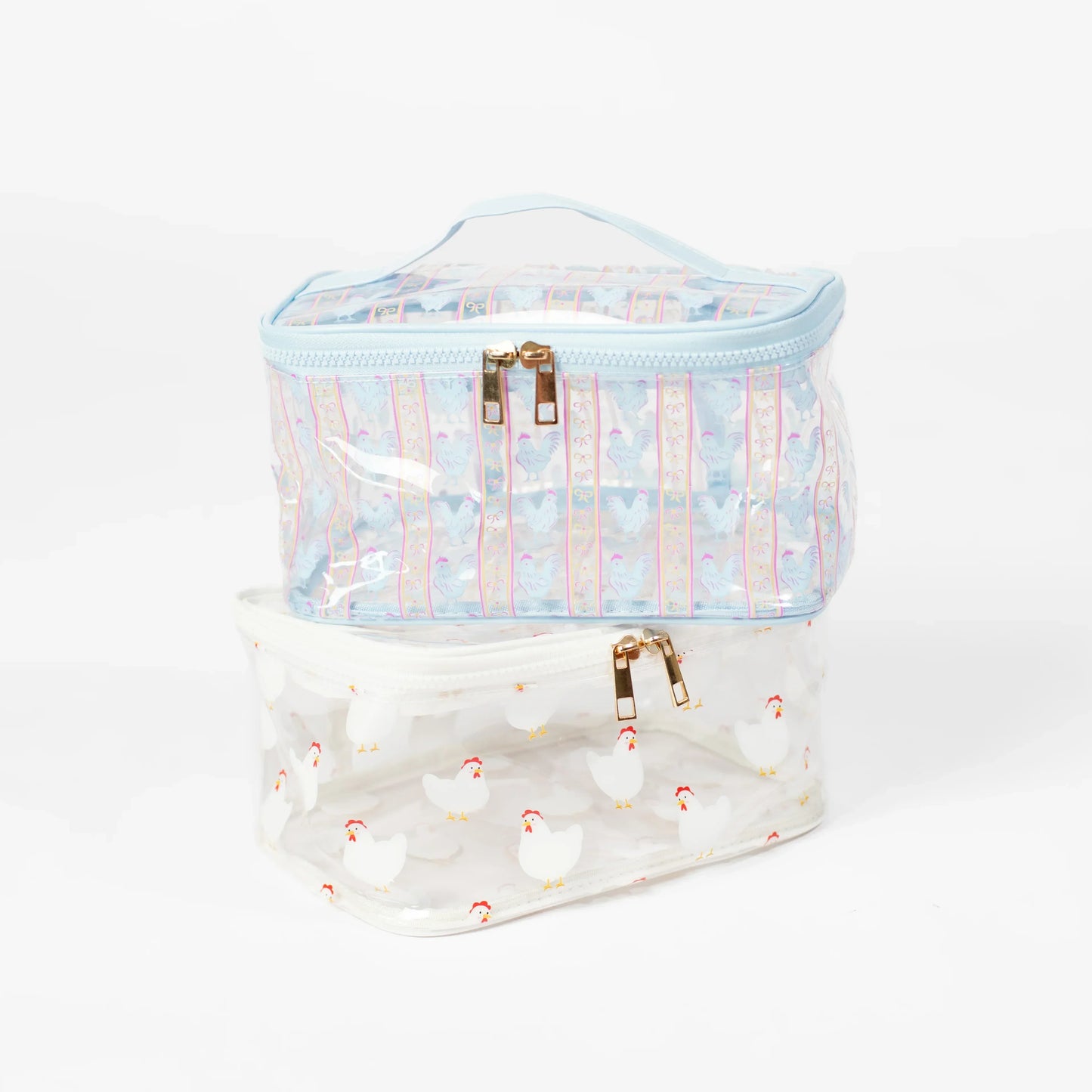 Chickens & Bows Clear Cosmetic Bag - Big