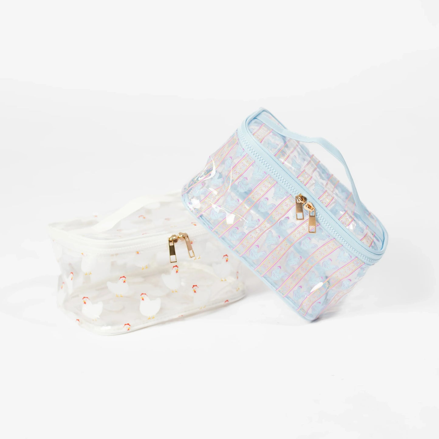 Chickens & Bows Clear Cosmetic Bag - Big
