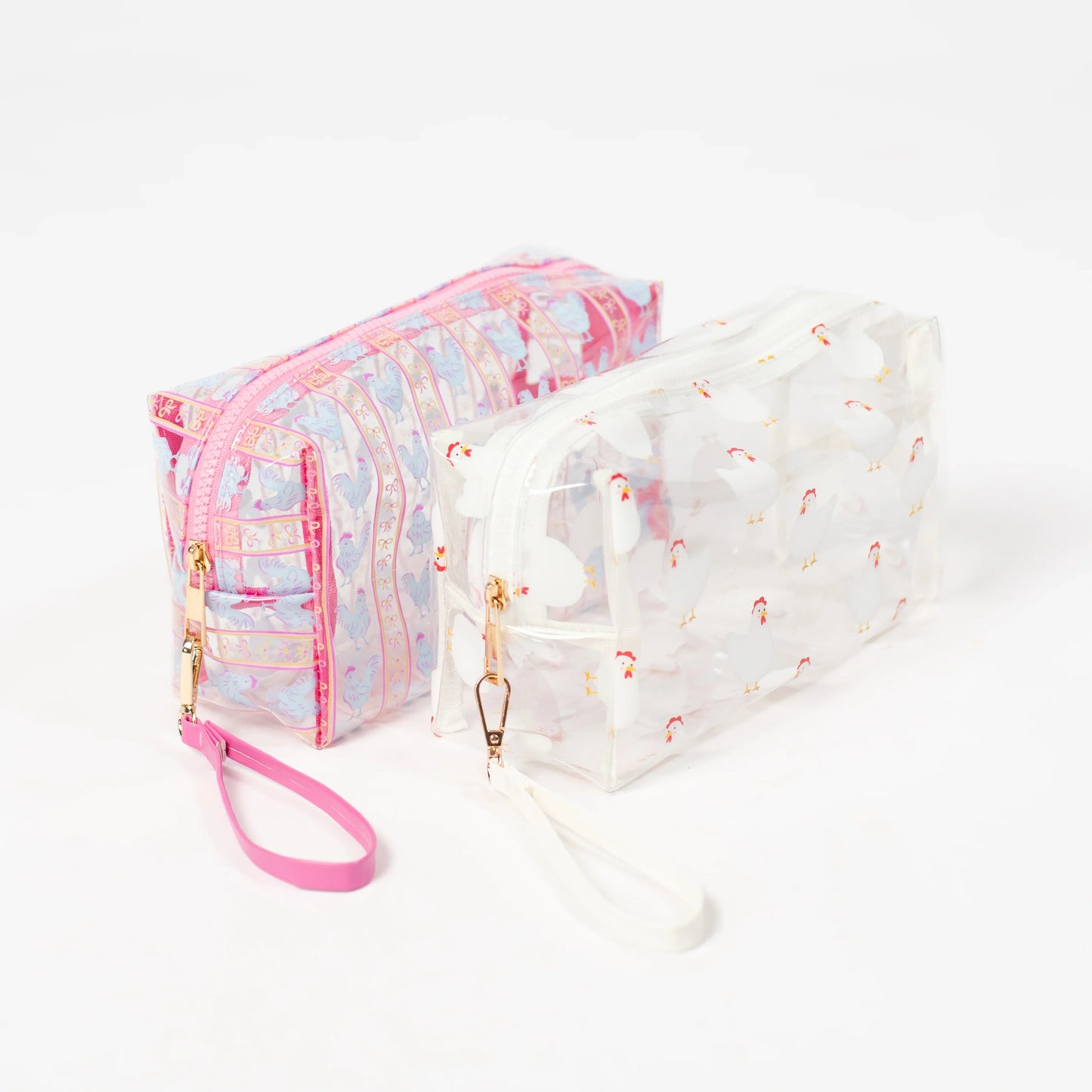 White Chicken Clear Cosmetic Bag - Small