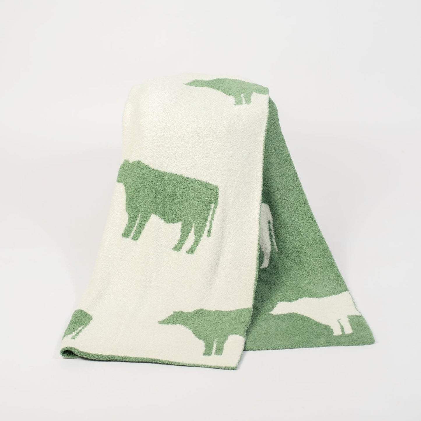 Cow Green Luxe Throw Blanket - American Farm Company