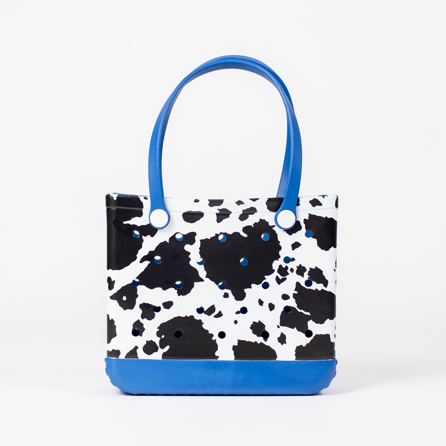 Cow Print Mini Rubber Beach Tote - Blue Bottom - American Farm Company