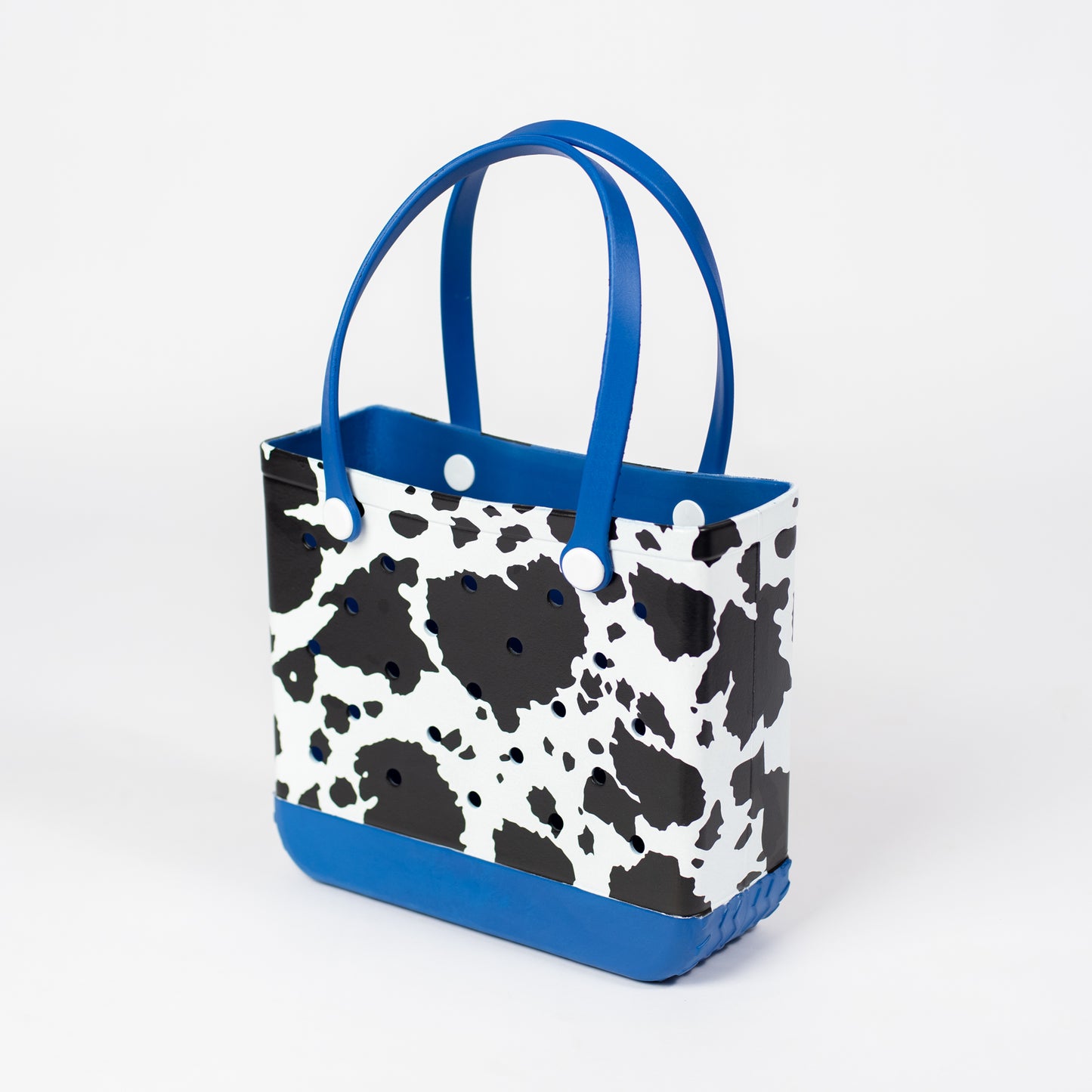 Cow Print Mini Rubber Beach Tote - Blue Bottom - American Farm Company