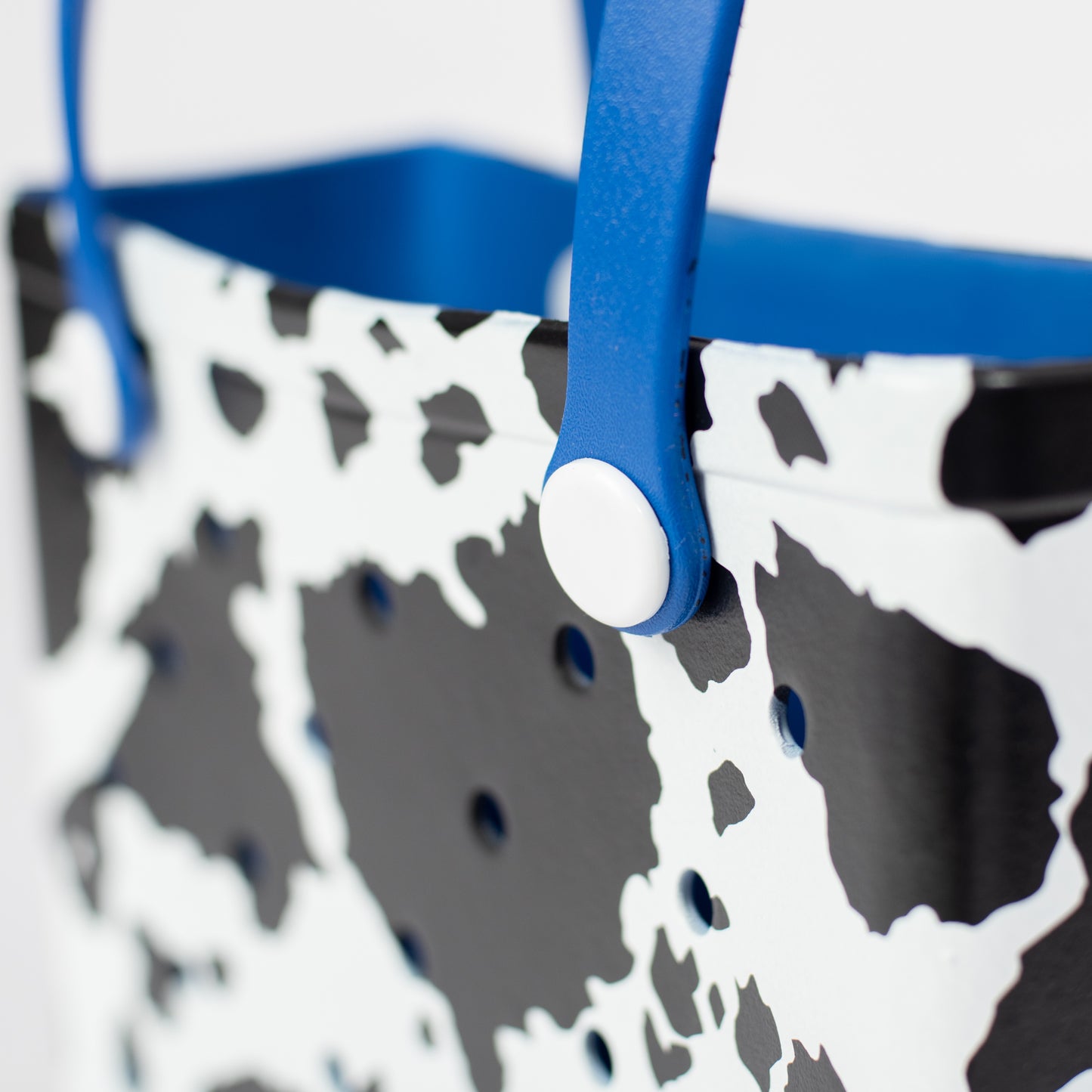 Cow Print Mini Rubber Beach Tote - Blue Bottom - American Farm Company