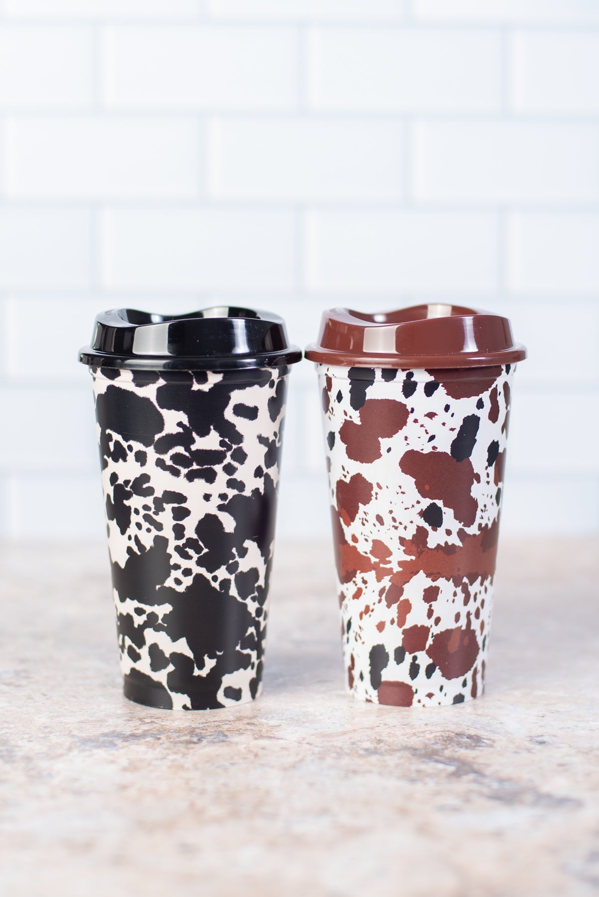 Cow Print Reusable Hot/Cold Cup - Set of 2