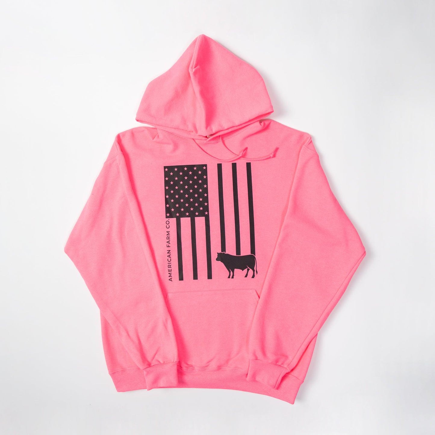 Cow Flag Neon Pink Hoodie - American Farm Company