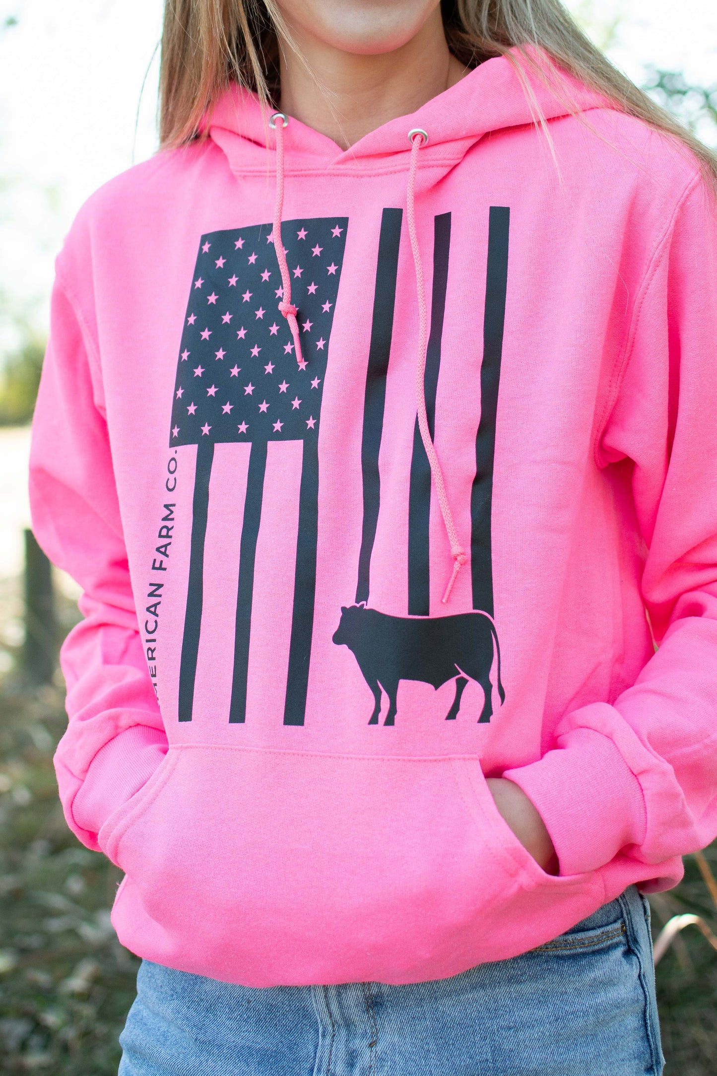 Cow Flag Neon Pink Hoodie