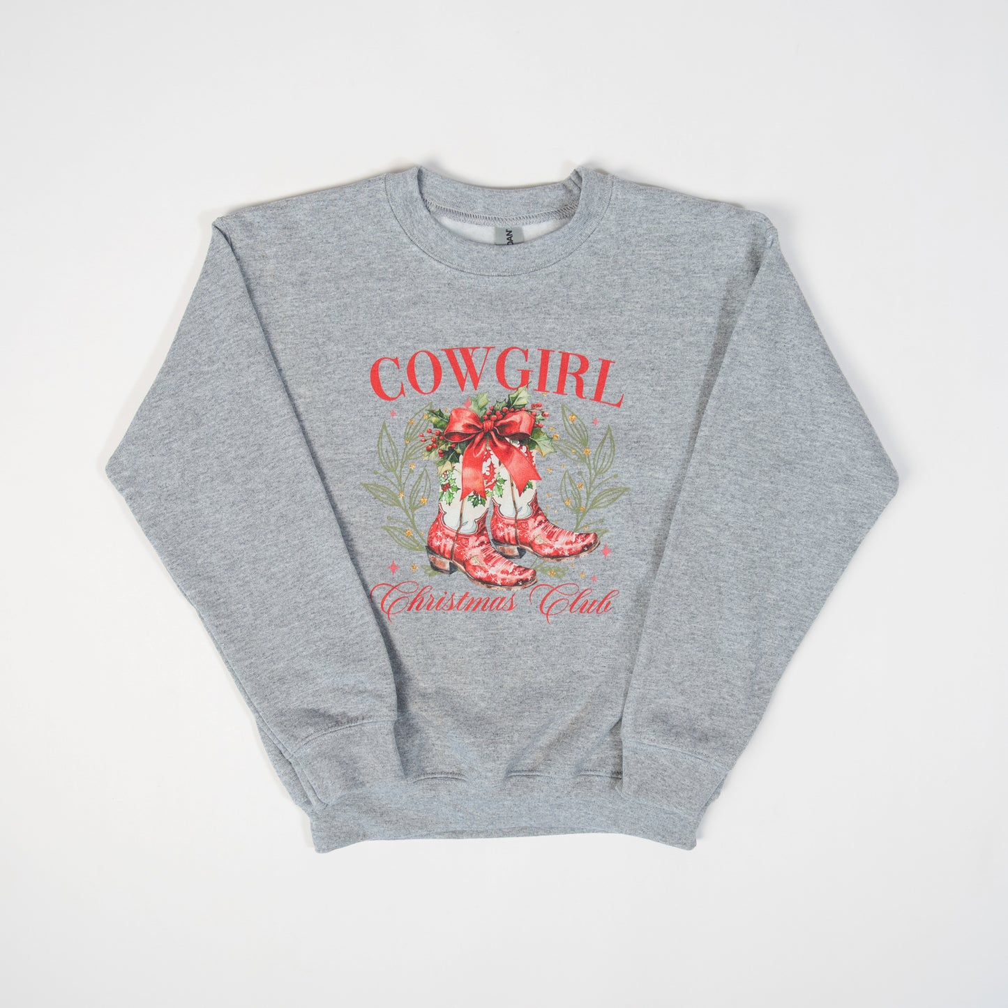 Cowgirl Christmas Club Youth Grey Crewneck - American Farm Company