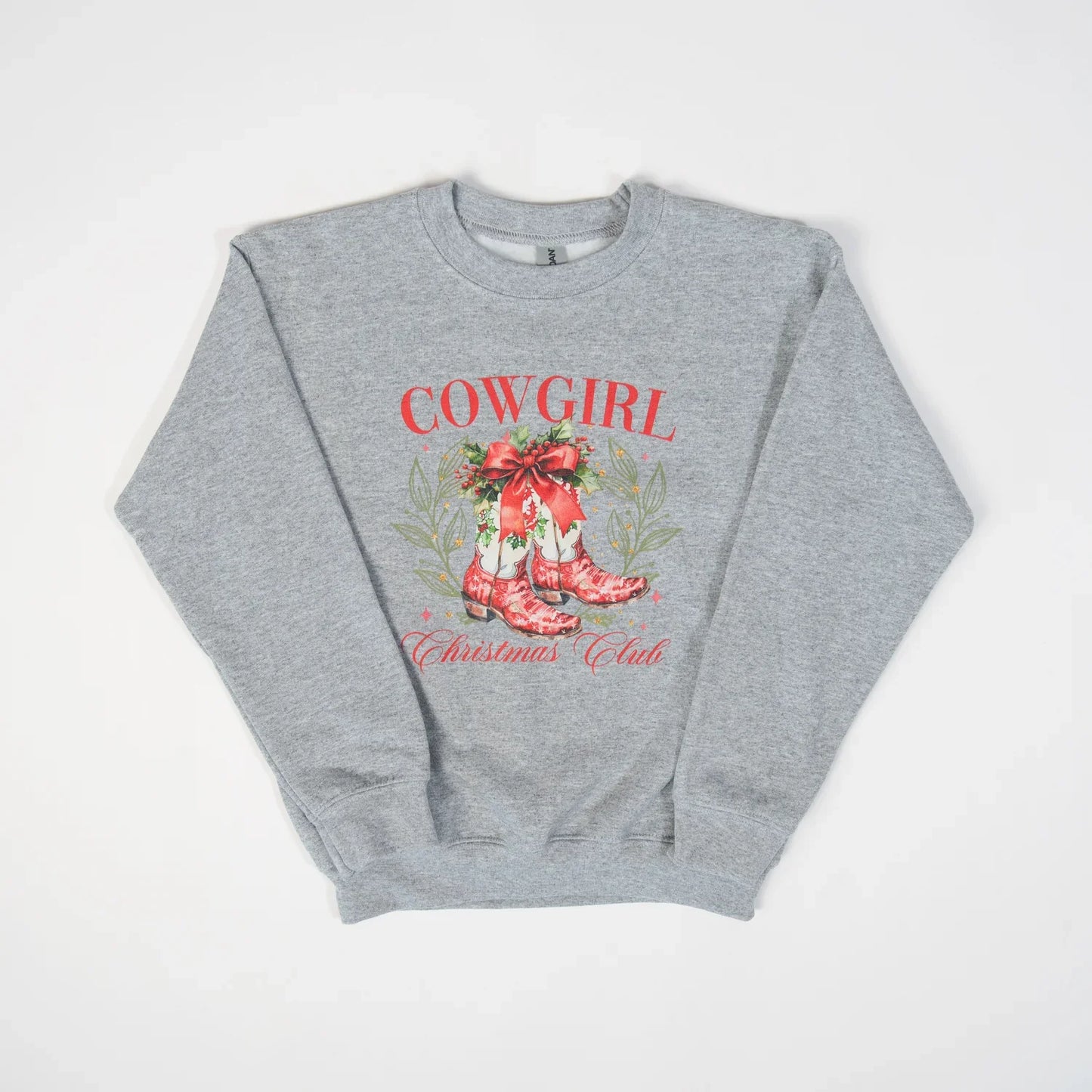 Cowgirl Christmas Club Youth Grey Crewneck - American Farm Company