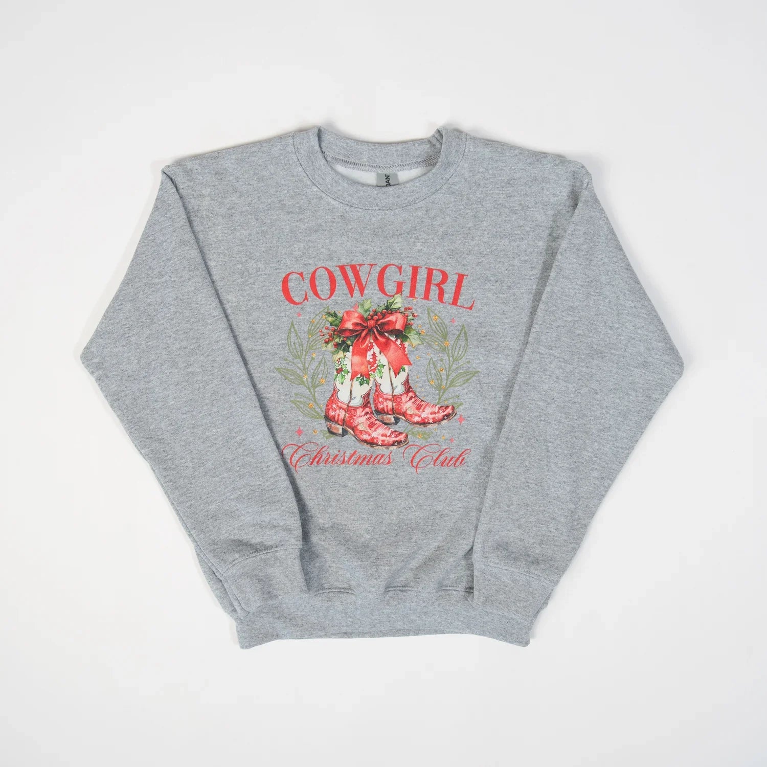 Cowgirl Christmas Club Youth Grey Crewneck - American Farm Company