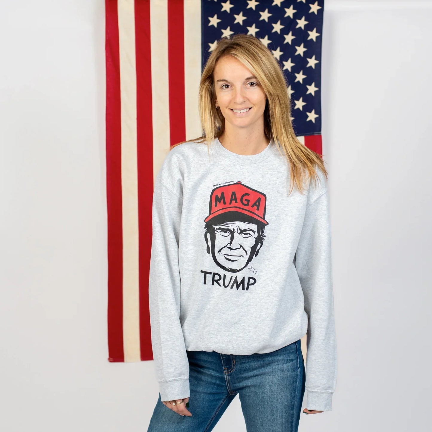 MAGA Trump Grey Crewneck - American Farm Company