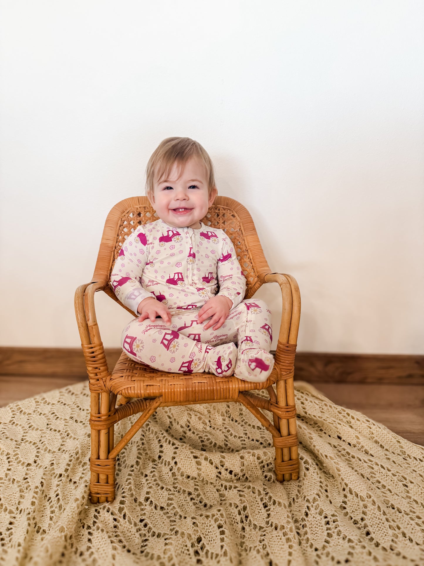 Floral Tractor Baby Bamboo Pajamas - American Farm Company