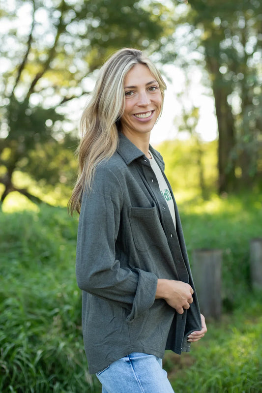 Dark Gray Super Soft Button Up