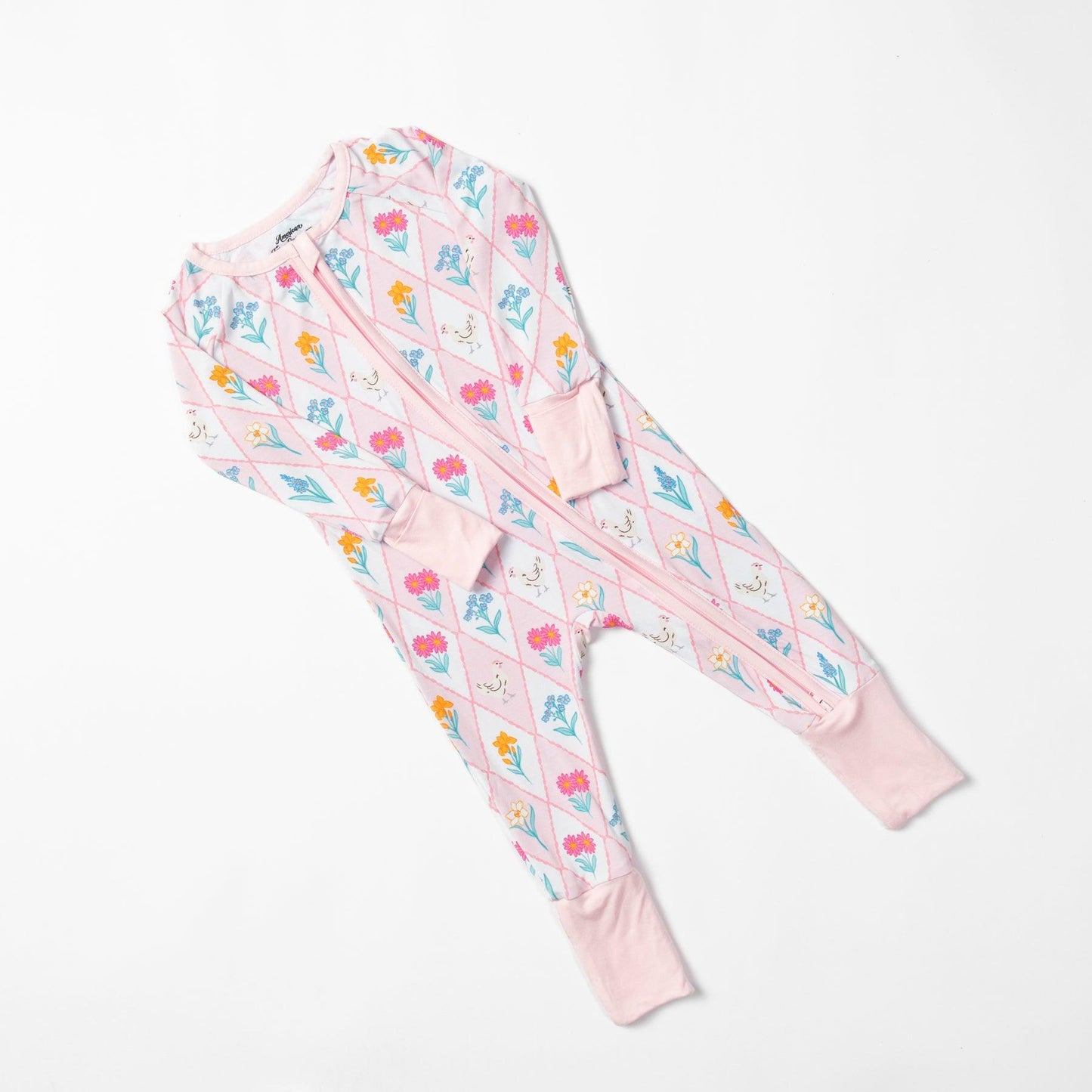 Diamond Floral Chicken Baby Bamboo Zippy