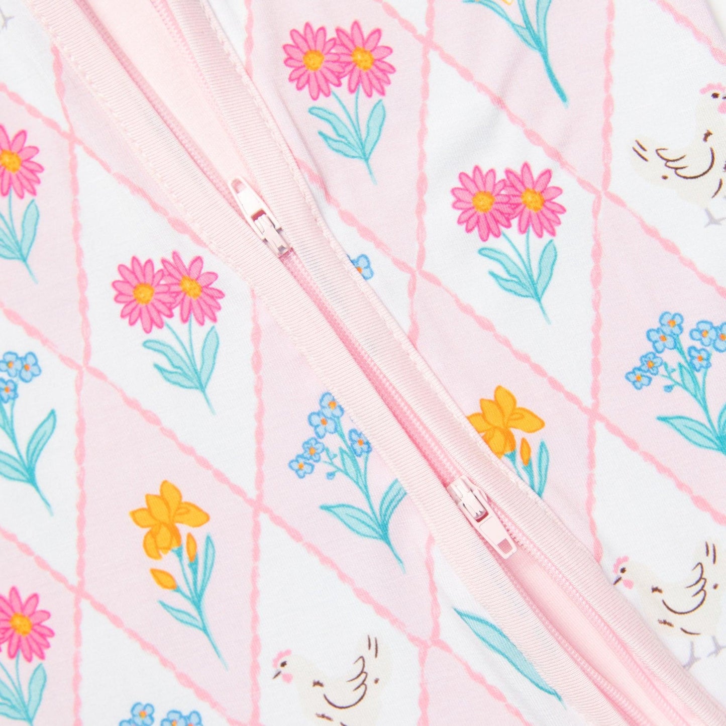 Diamond Floral Chicken Baby Bamboo Zippy