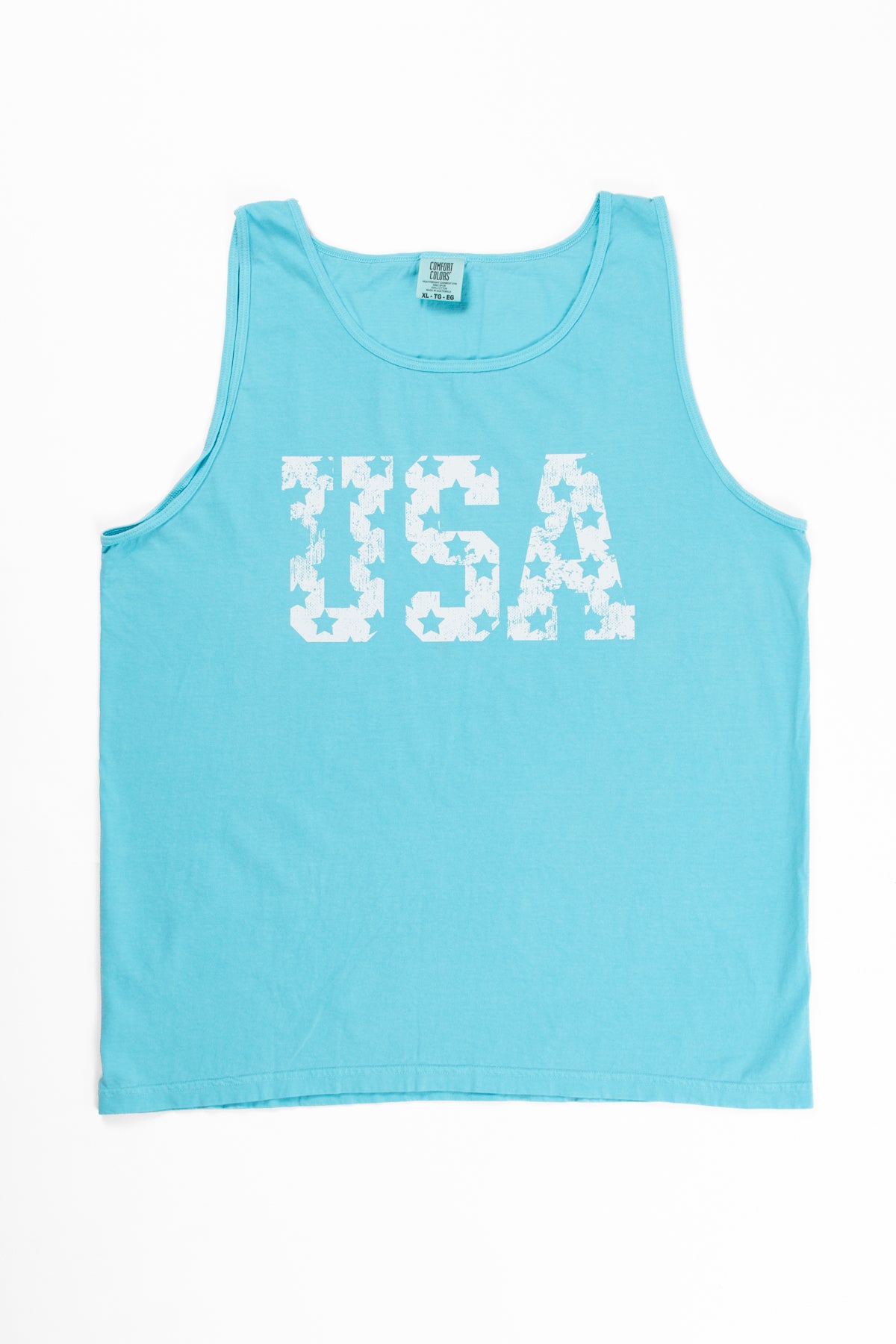 Distressed 'USA' Blue Tank Top