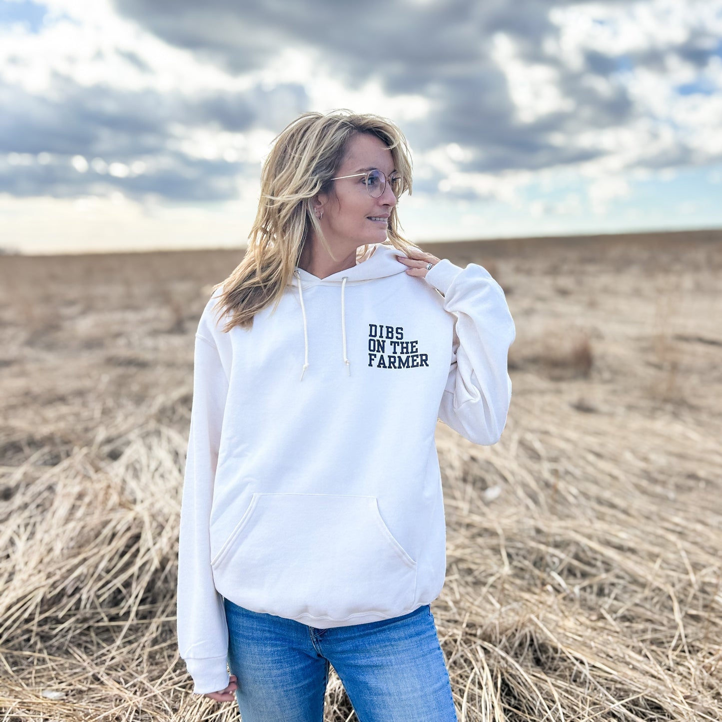 'Dibs on the Farmer' Cream Hoodie - American Farm Company