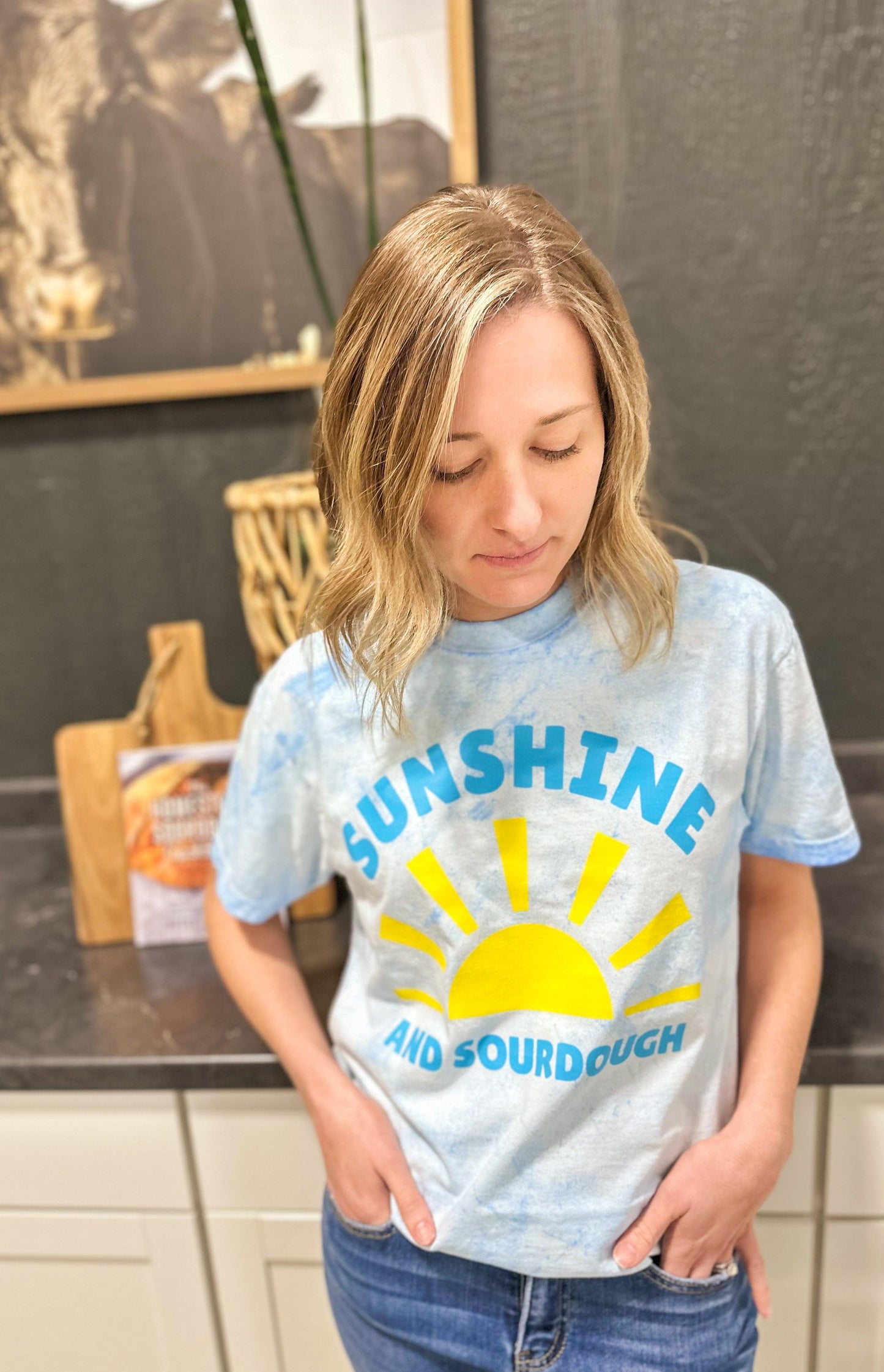 'Sunshine and Sourdough' Blue Colorblast Tee - American Farm Company