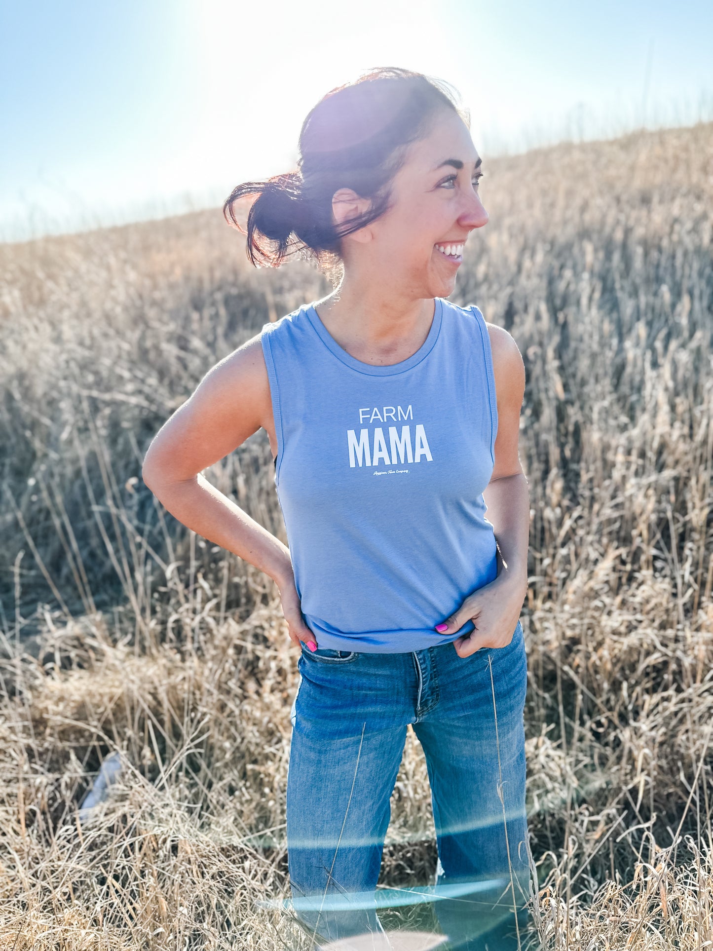 'Farm Mama' Blue Tank Top - American Farm Company