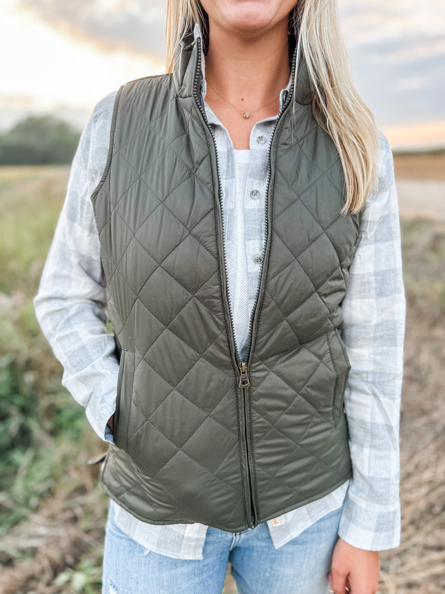 Olive Quilted Vest