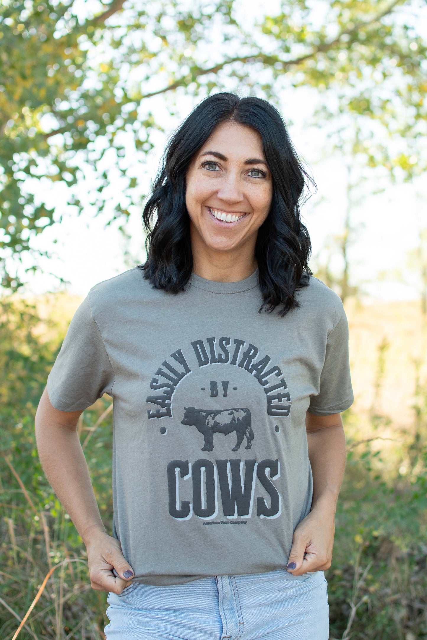 Easily Distracted by Cows Taupe Tee