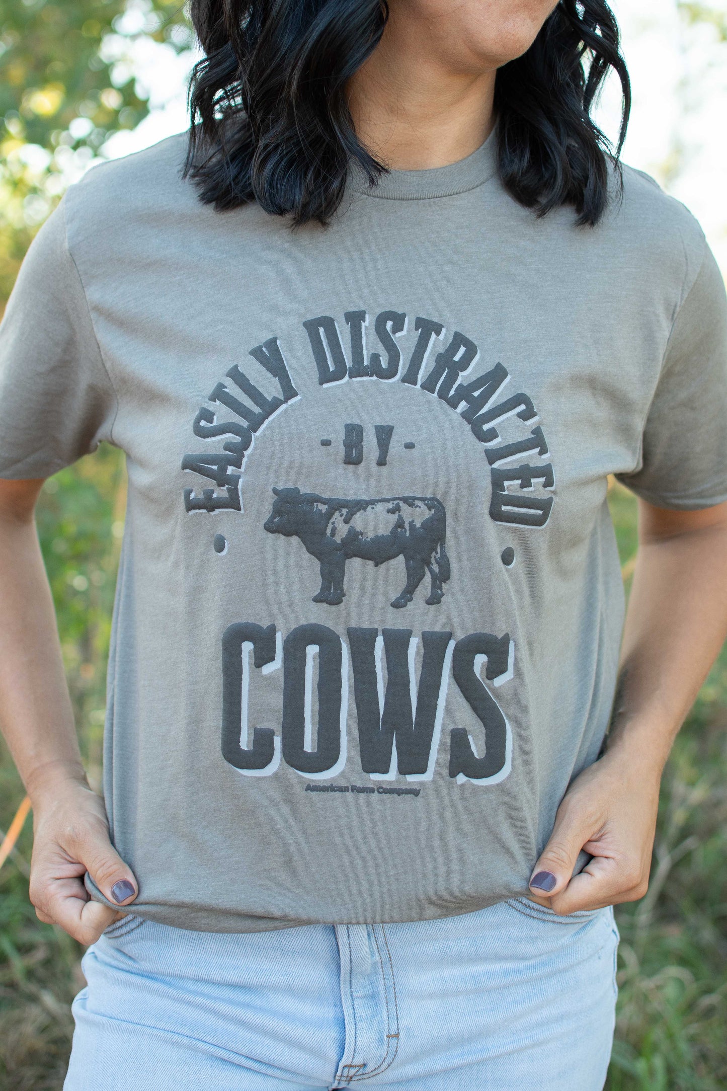 Easily Distracted by Cows Taupe Tee