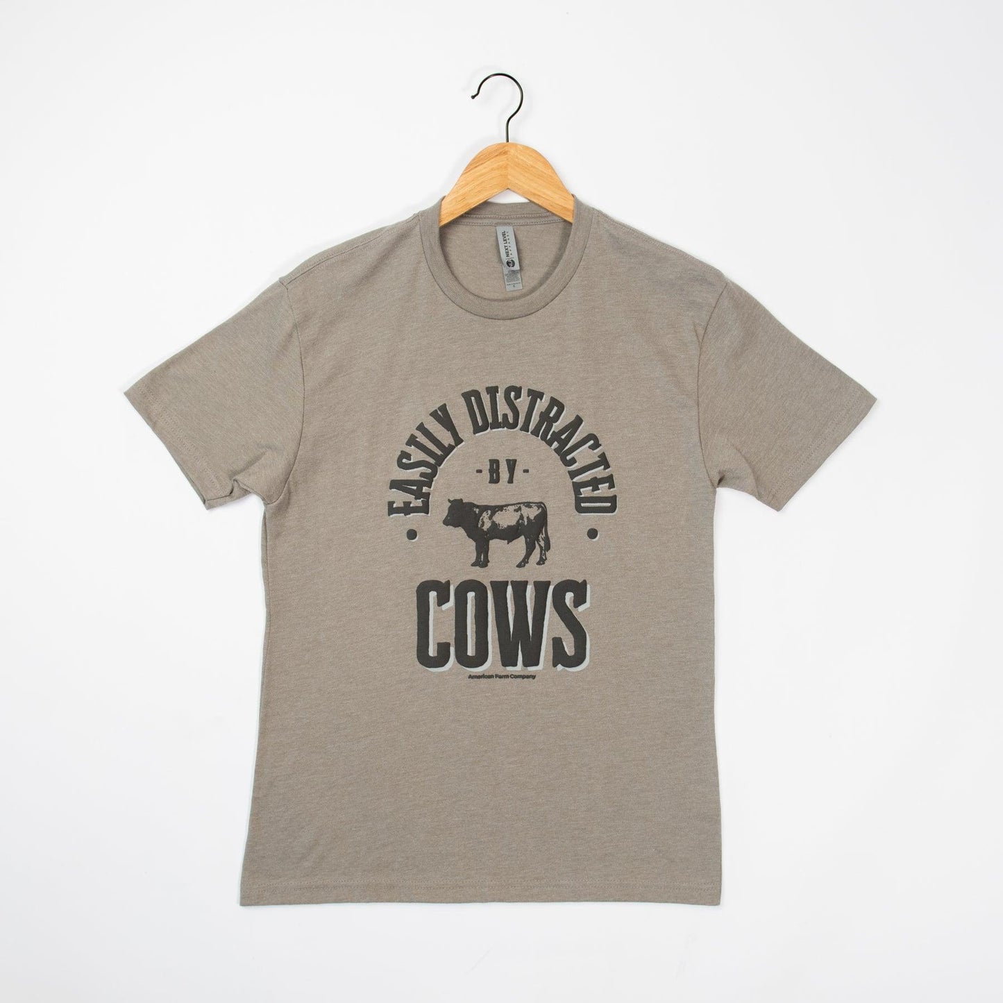 Easily Distracted by Cows Taupe Tee - American Farm Company