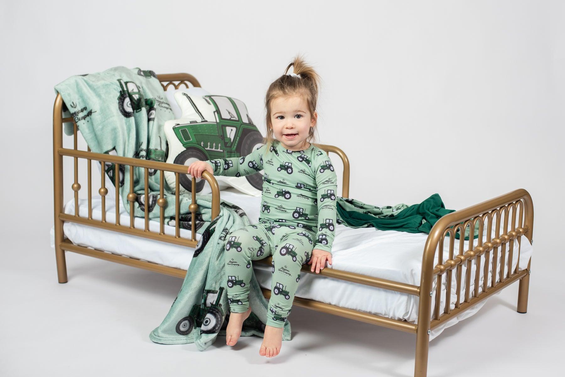 Green Tractor Toddler/Youth Bamboo Pajama Set - American Farm Company